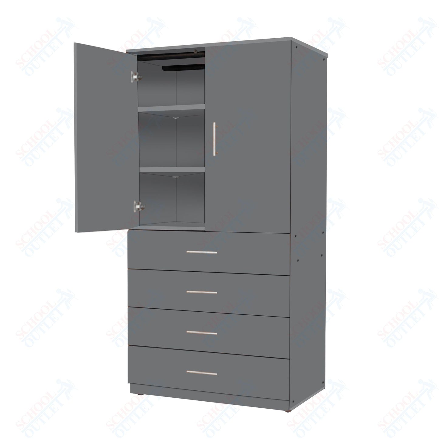 Marco Mobile Tall Cabinet, Doors, 4 Drawers, 2 Adjustable Shelves - 72"H x 36"W x 30"D (3333 - 36724) - SchoolOutlet