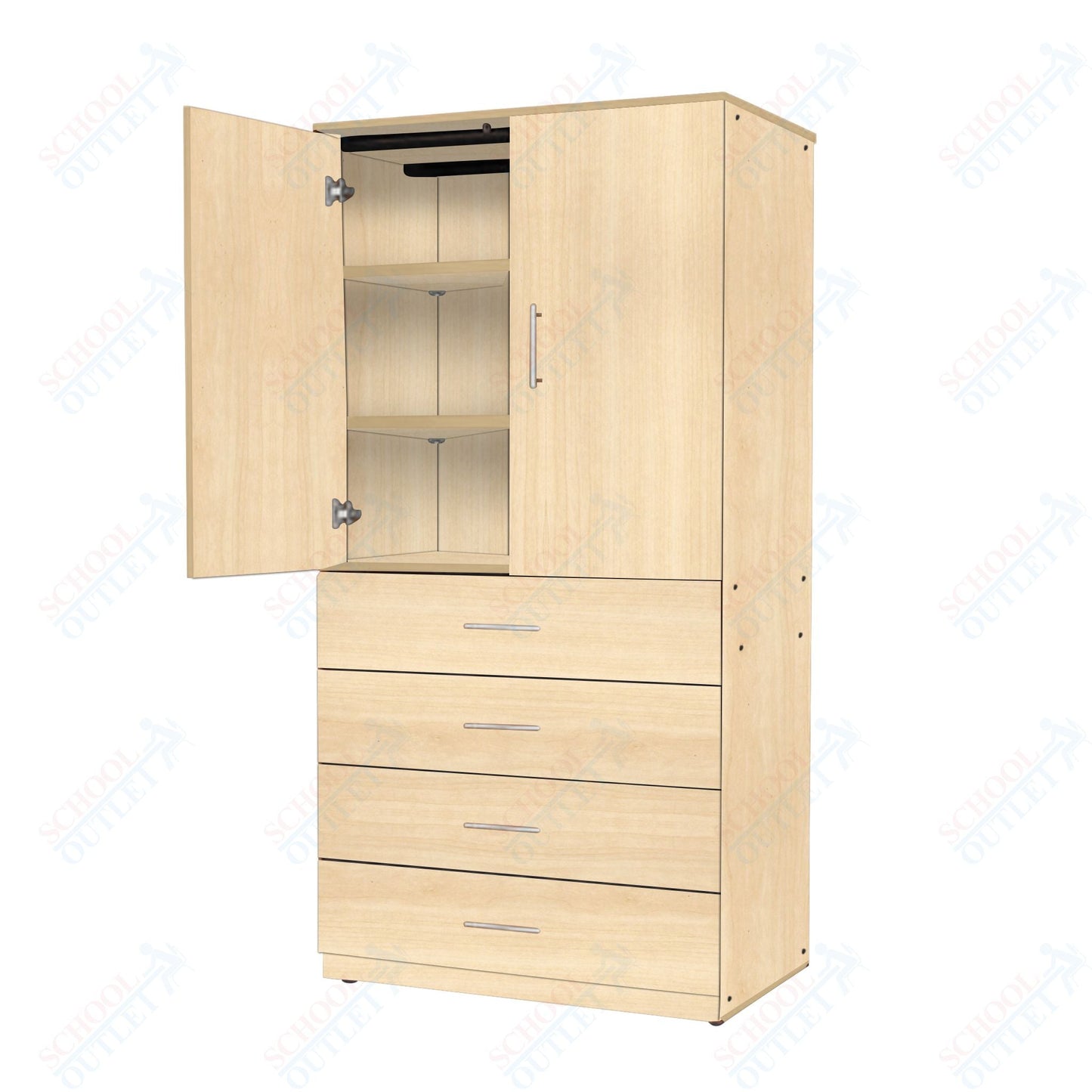 Marco Mobile Tall Cabinet, Doors, 4 Drawers, 2 Adjustable Shelves - 72"H x 36"W x 30"D (3333 - 36724) - SchoolOutlet