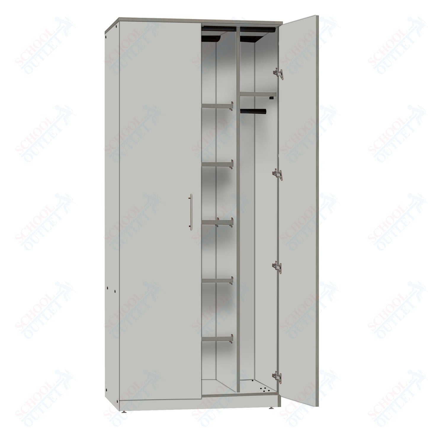 Marco Mobile Wardrobe, Doors, 1 Fixed and 4 Adjustable Shelves, Hanger Rod - 72"H x 36"W x 24"D (3335 - 36723) - SchoolOutlet