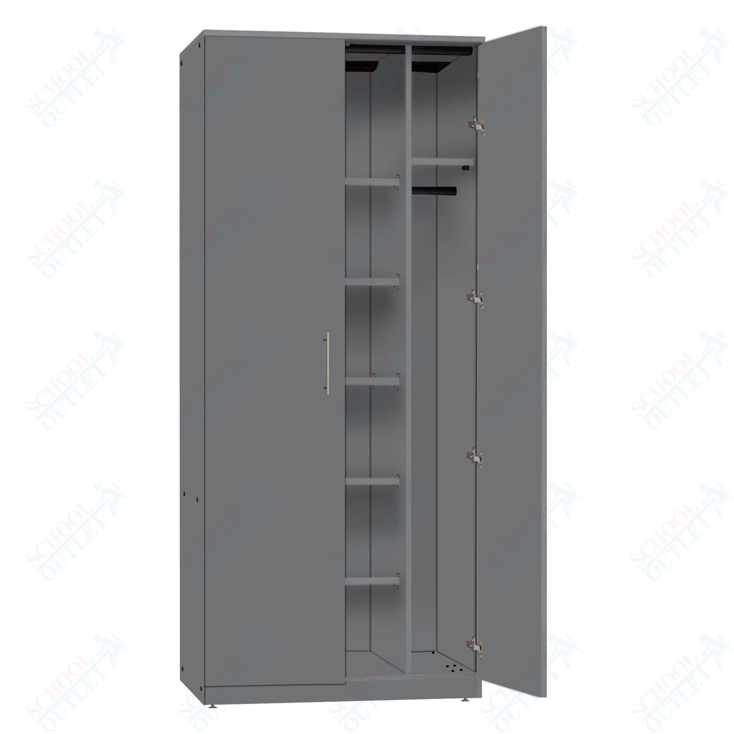 Marco Mobile Wardrobe, Doors, 1 Fixed and 4 Adjustable Shelves, Hanger Rod - 72"H x 36"W x 30"D (3335 - 36724) - SchoolOutlet