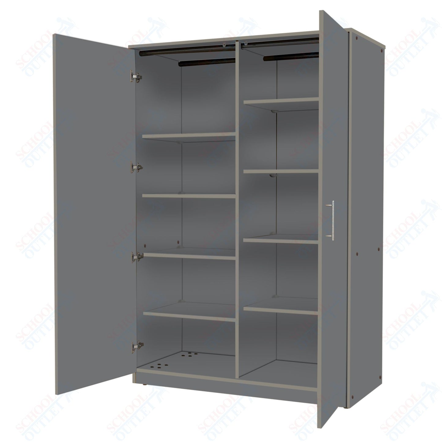 Marco Mobile Tall Cabinet Divider with Doors, 8 Adjustable Shelves - 72"H x 48"W x 24"D (3336 - 48723) - SchoolOutlet