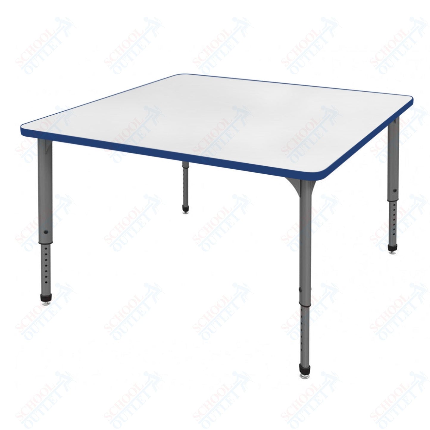 Marco Apex Series 48" Square Preschool Activity Table w/ Dry Erase HPL Top Adj Height 17" - 24" (38 - 2216 - DB) - SchoolOutlet