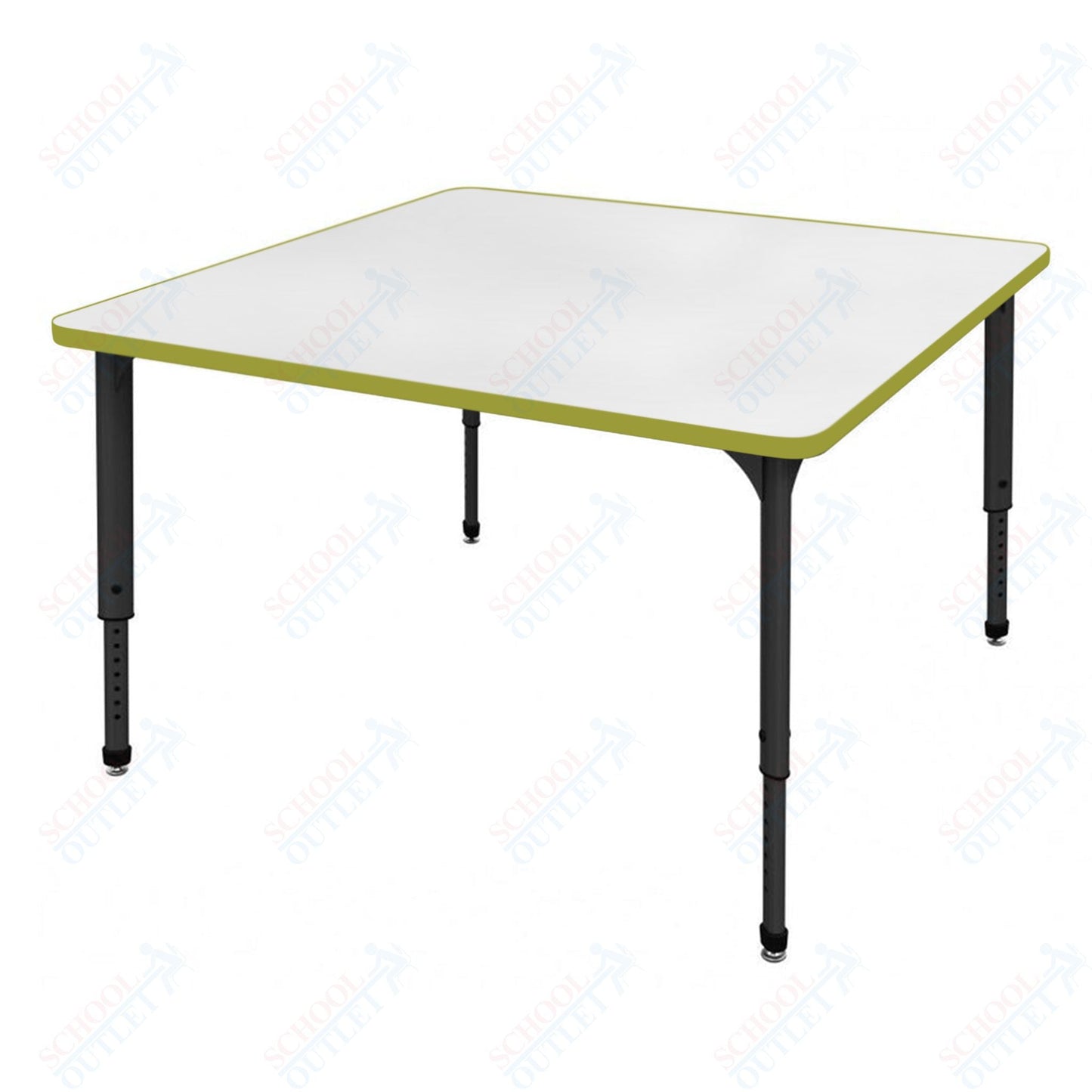Marco Apex Series 48" Square Preschool Activity Table w/ Dry Erase HPL Top Adj Height 17" - 24" (38 - 2216 - DB) - SchoolOutlet