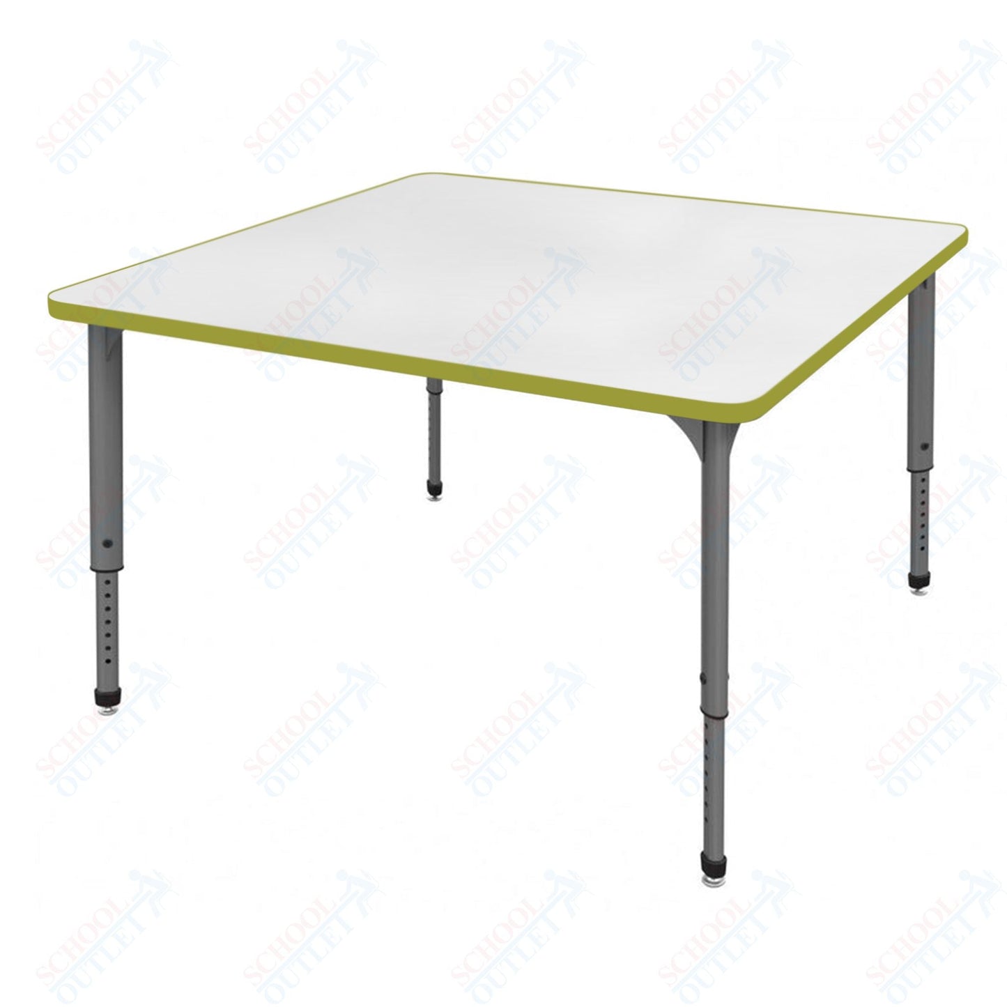 Marco Apex Series 48" Square Preschool Activity Table w/ Dry Erase HPL Top Adj Height 17" - 24" (38 - 2216 - DB) - SchoolOutlet