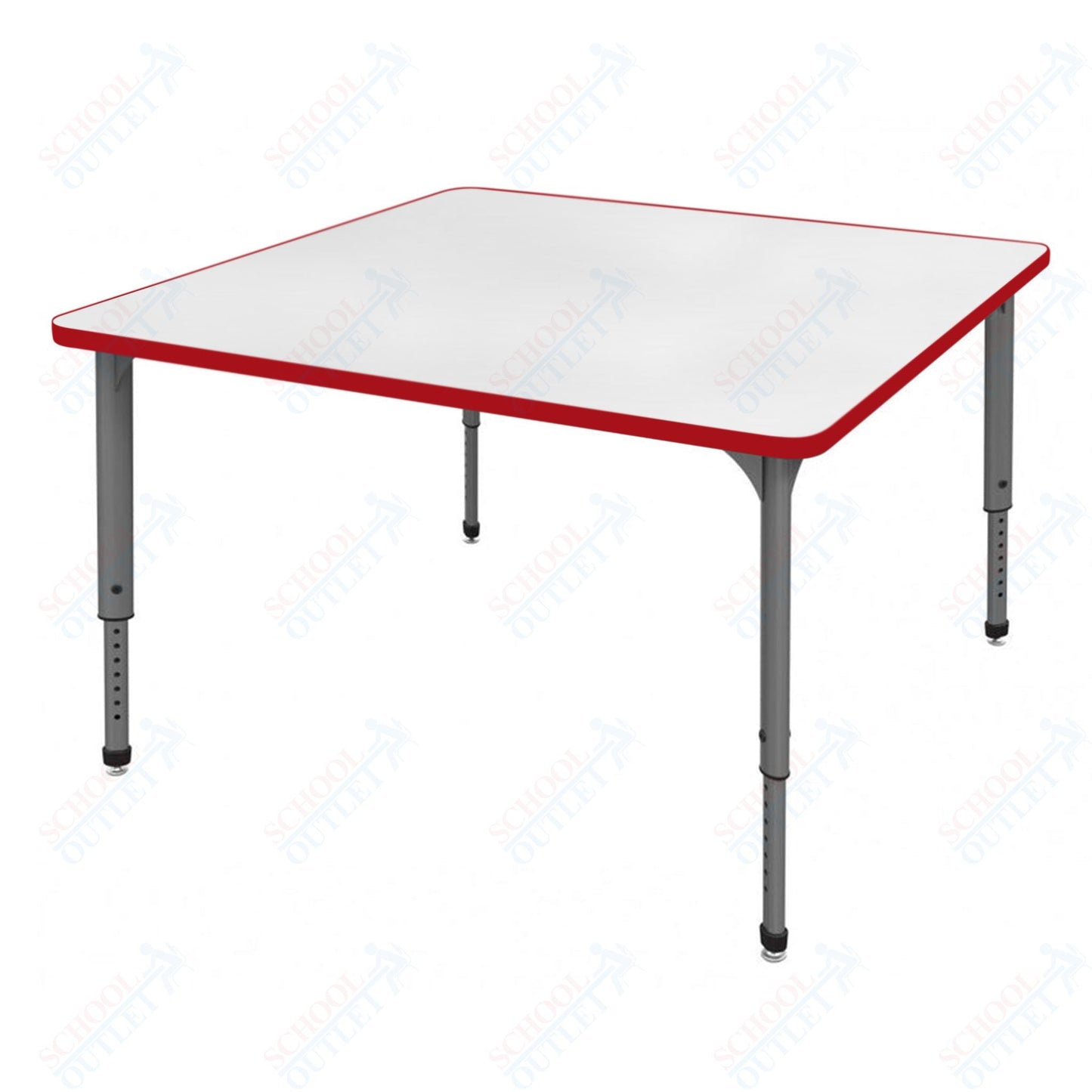 Marco Apex Series 48" Square Preschool Activity Table w/ Dry Erase HPL Top Adj Height 17" - 24" (38 - 2216 - DB) - SchoolOutlet