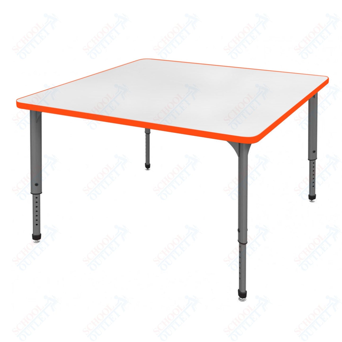 Marco Apex Series 48" Square Preschool Activity Table w/ Dry Erase HPL Top Adj Height 17" - 24" (38 - 2216 - DB) - SchoolOutlet