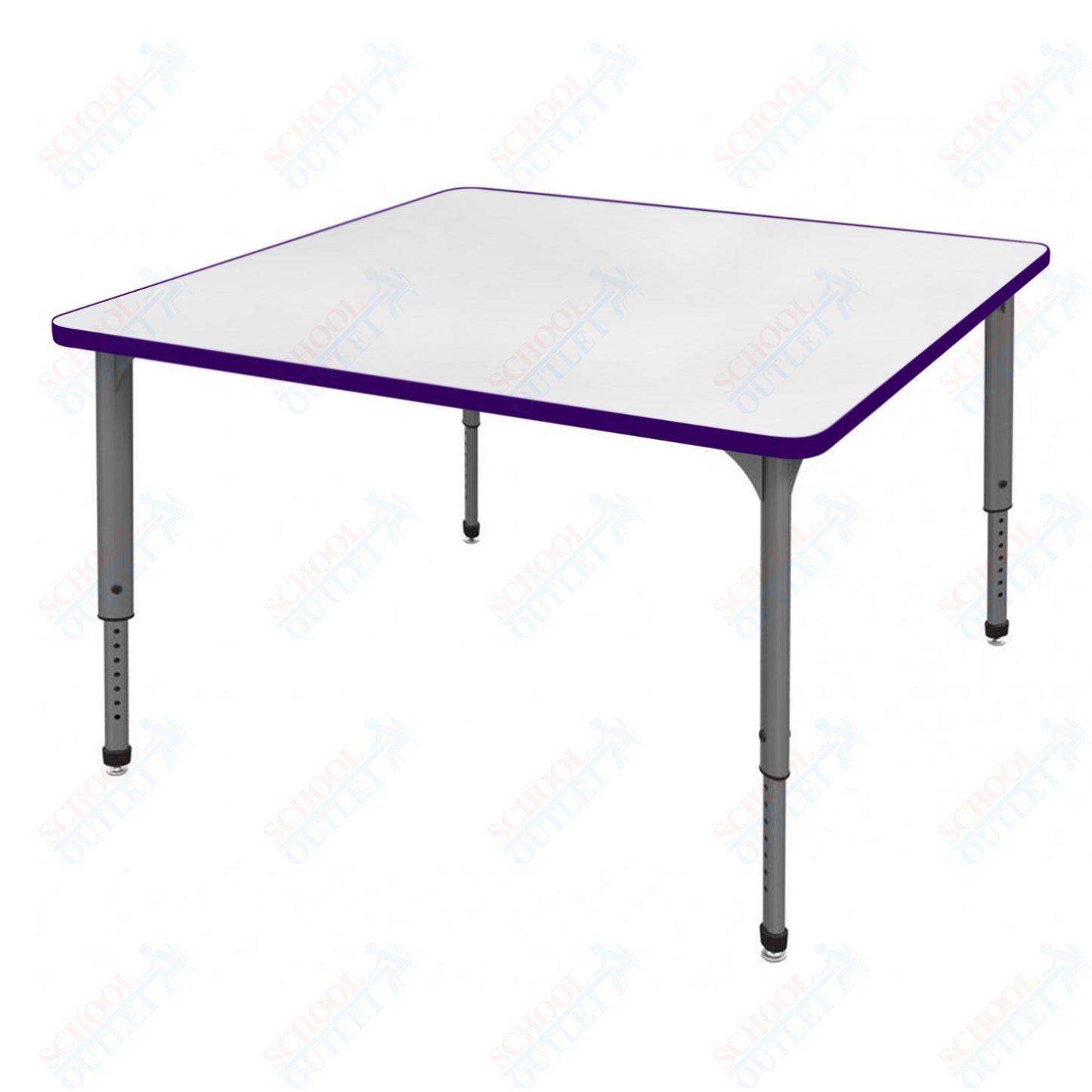 Marco Apex Series 48" Square Preschool Activity Table w/ Dry Erase HPL Top Adj Height 17" - 24" (38 - 2216 - DB) - SchoolOutlet
