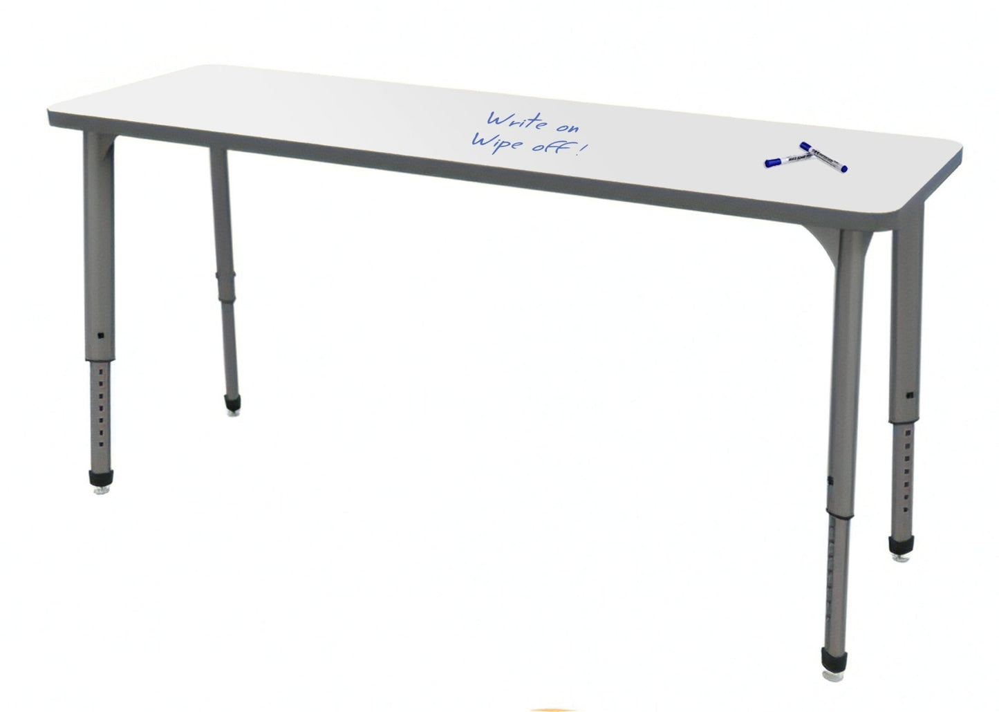 Marco Apex Series Rectangle Collaborative Student Desk w/ Dry Erase HPL Top 20" x 60" Adjustable Height 21" - 30" (38 - 2222 - DA) - SchoolOutlet