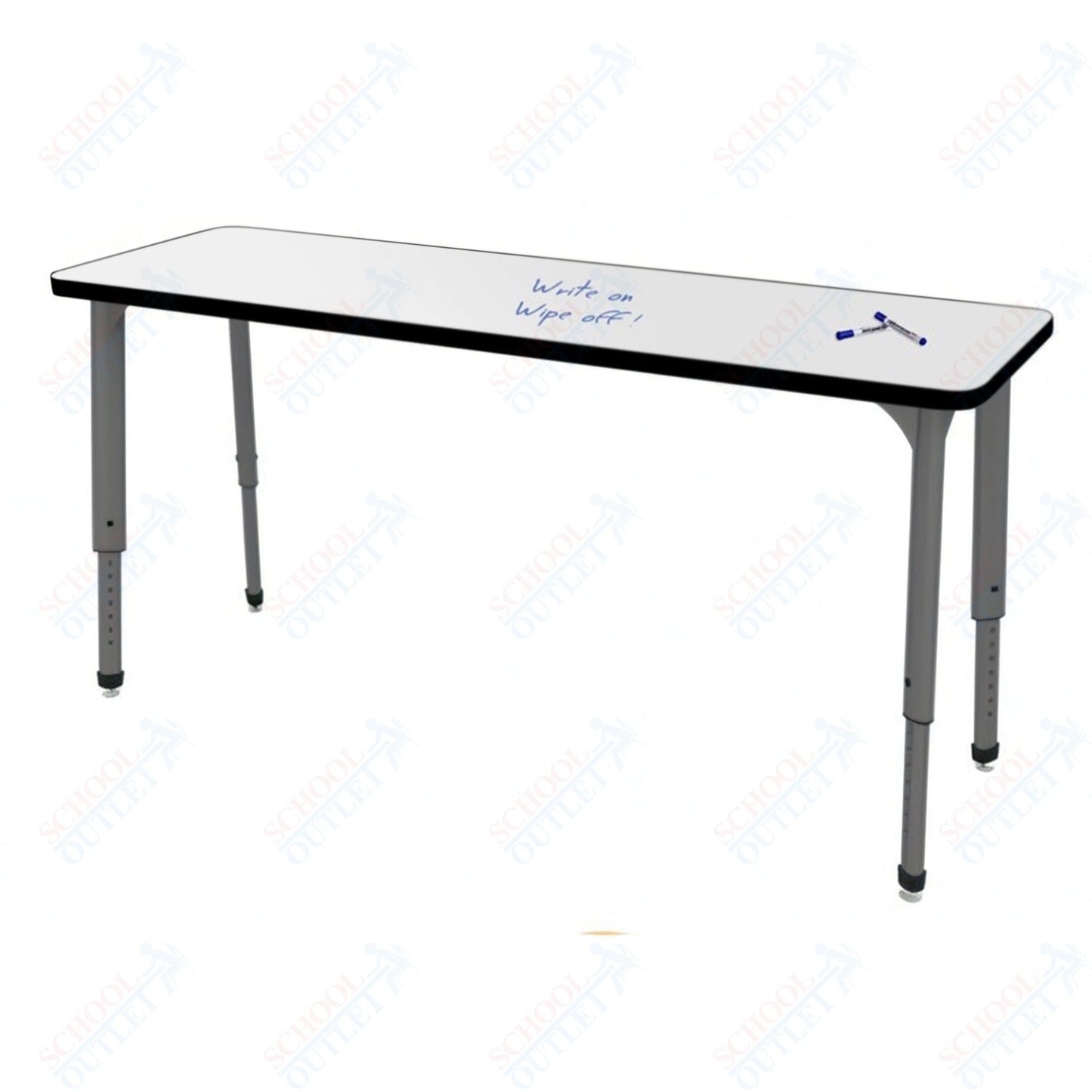 Marco Apex Series Rectangle Collaborative Student Desk w/ Dry Erase HPL Top 20" x 60" Adjustable Height 21" - 30" (38 - 2222 - DA) - SchoolOutlet