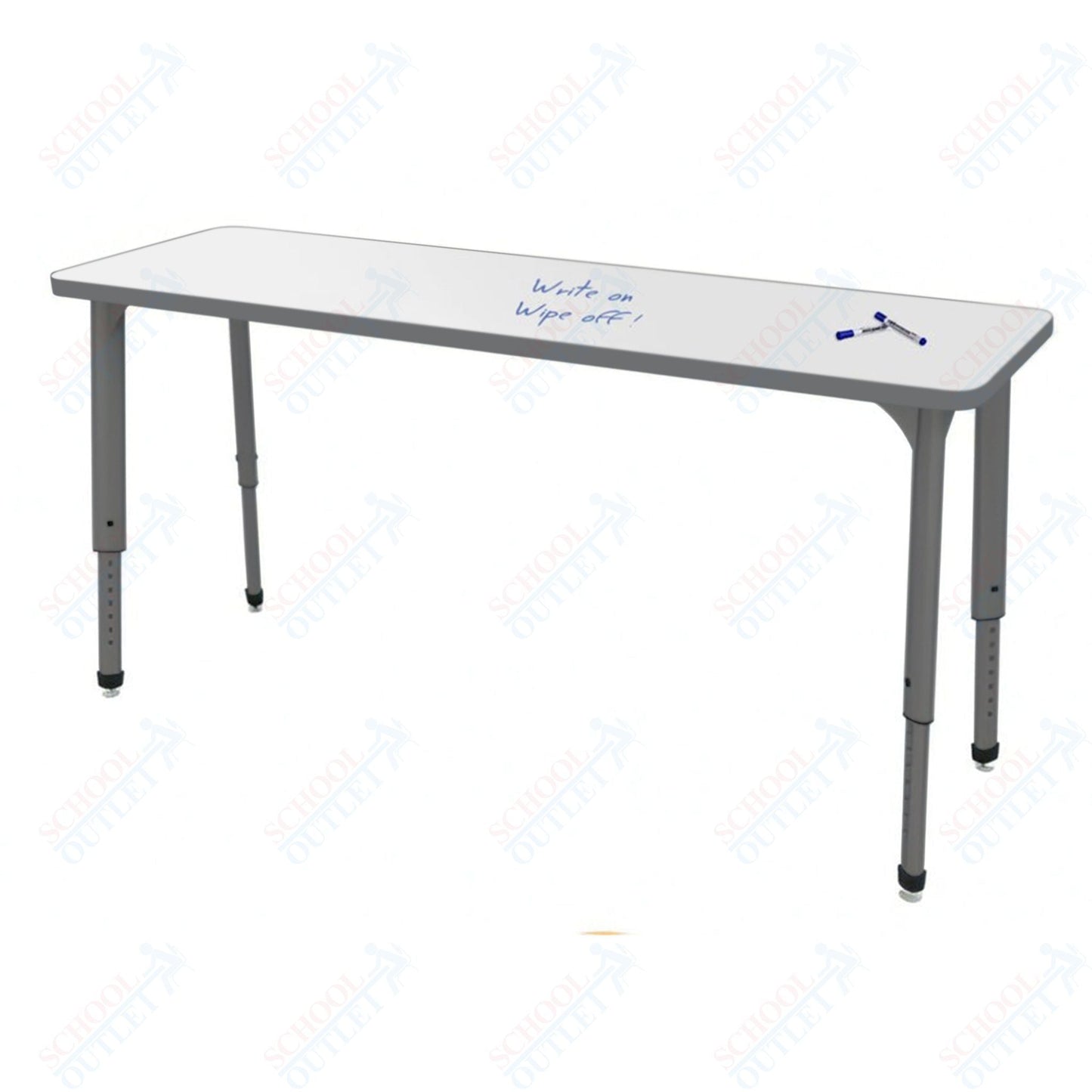 Marco Apex Series Rectangle Collaborative Student Desk w/ Dry Erase HPL Top 20" x 60" Adjustable Height 21" - 30" (38 - 2222 - DA) - SchoolOutlet