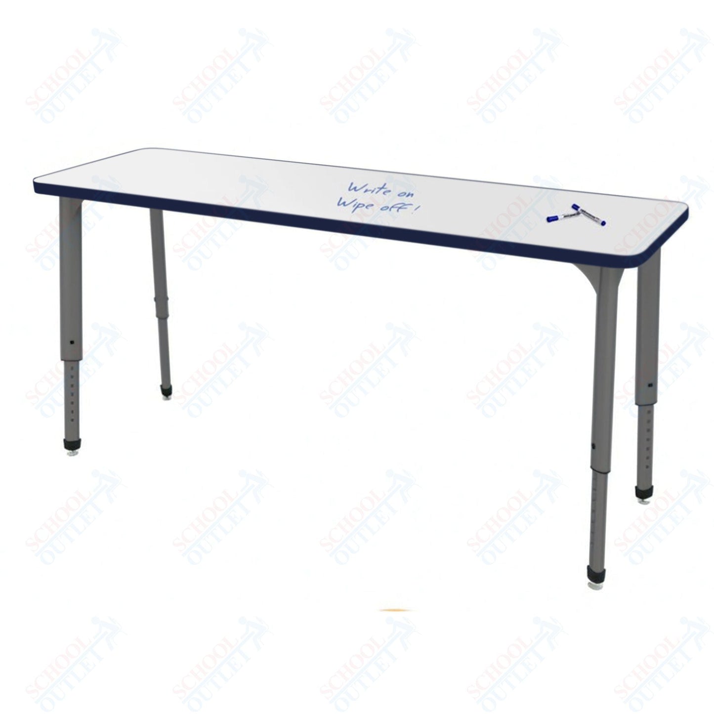 Marco Apex Series Rectangle Collaborative Student Desk w/ Dry Erase HPL Top 20" x 60" Adjustable Height 21" - 30" (38 - 2222 - DA) - SchoolOutlet