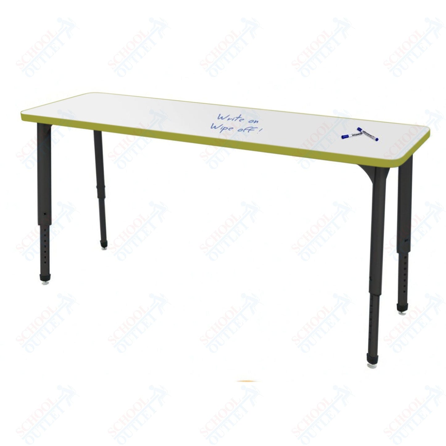 Marco Apex Series Rectangle Collaborative Student Desk w/ Dry Erase HPL Top 20" x 60" Adjustable Height 21" - 30" (38 - 2222 - DA) - SchoolOutlet