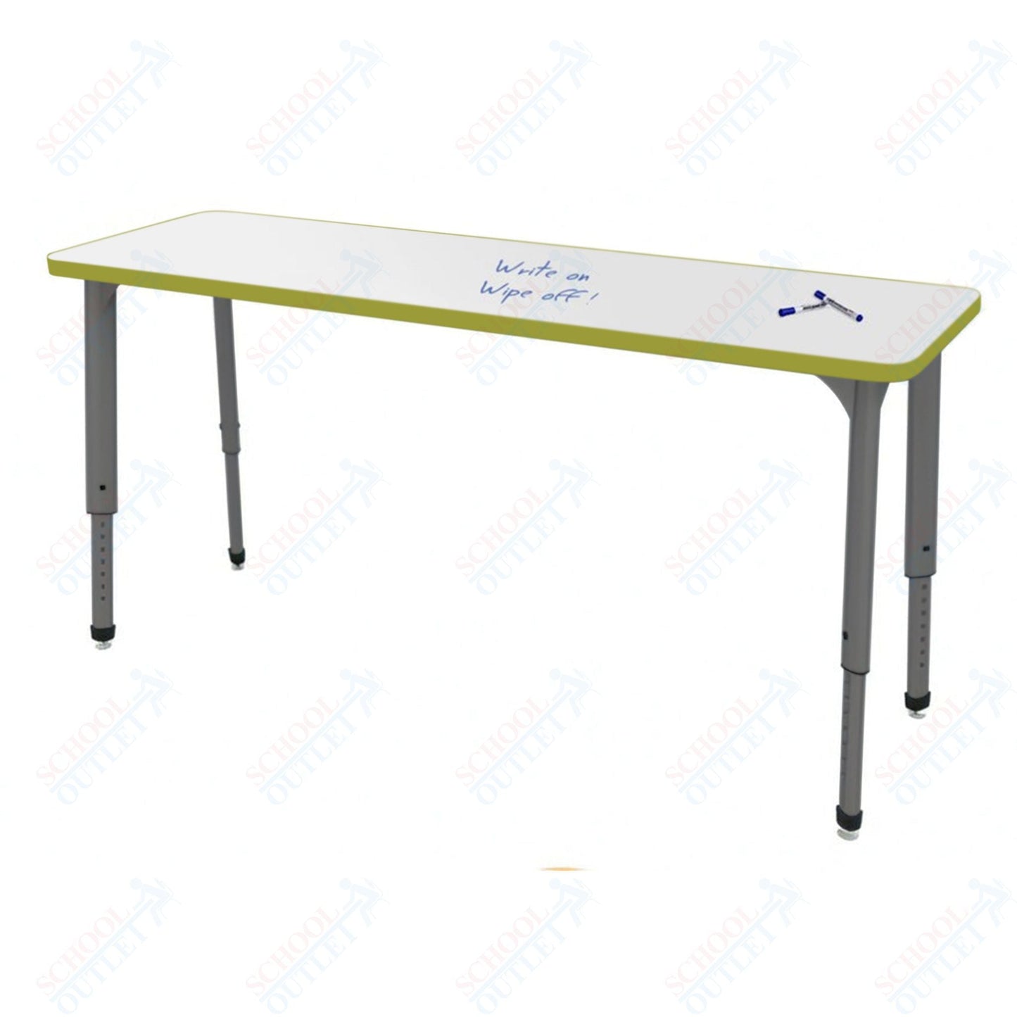 Marco Apex Series Rectangle Collaborative Student Desk w/ Dry Erase HPL Top 20" x 60" Adjustable Height 21" - 30" (38 - 2222 - DA) - SchoolOutlet