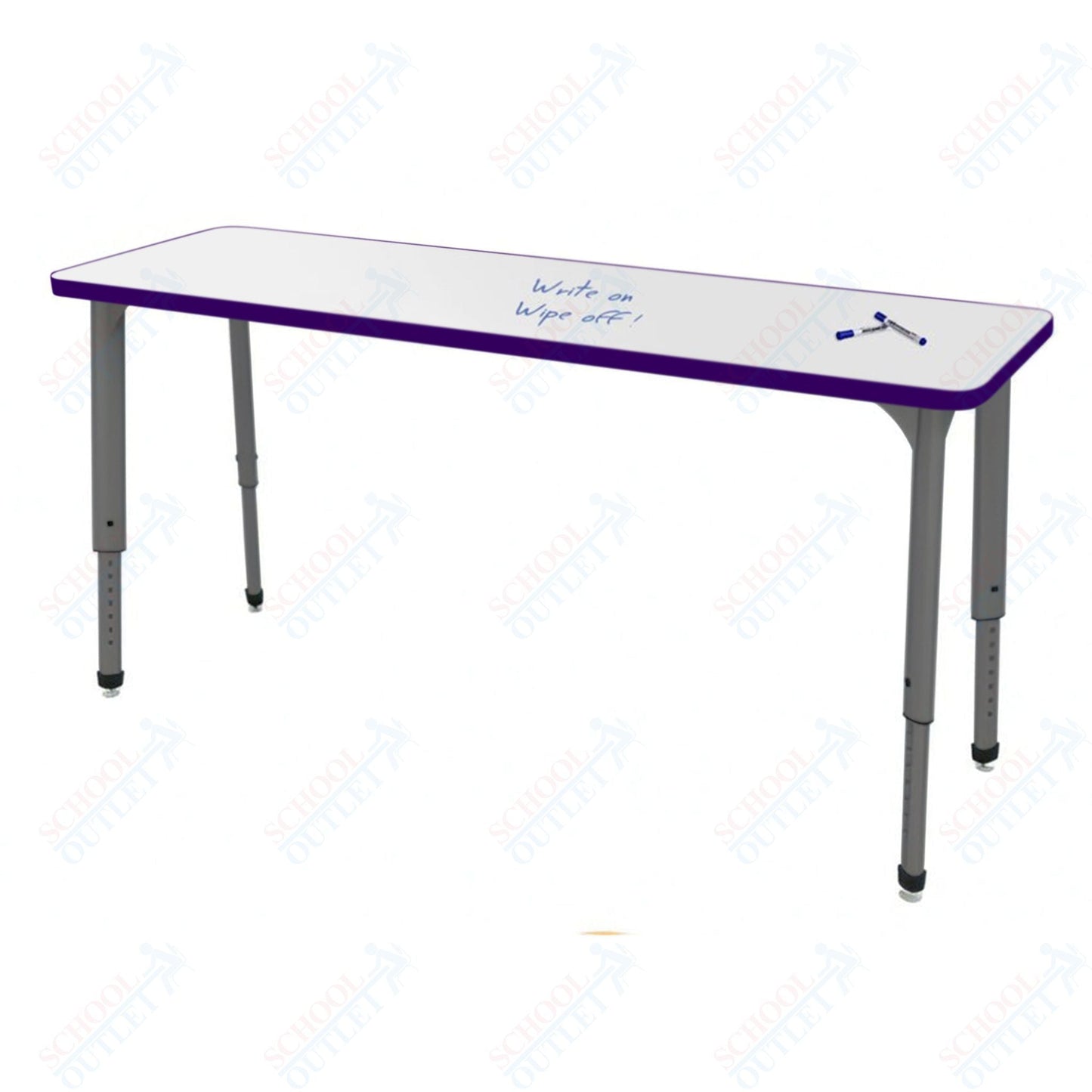 Marco Apex Series Rectangle Collaborative Student Desk w/ Dry Erase HPL Top 20" x 60" Adjustable Height 21" - 30" (38 - 2222 - DA) - SchoolOutlet