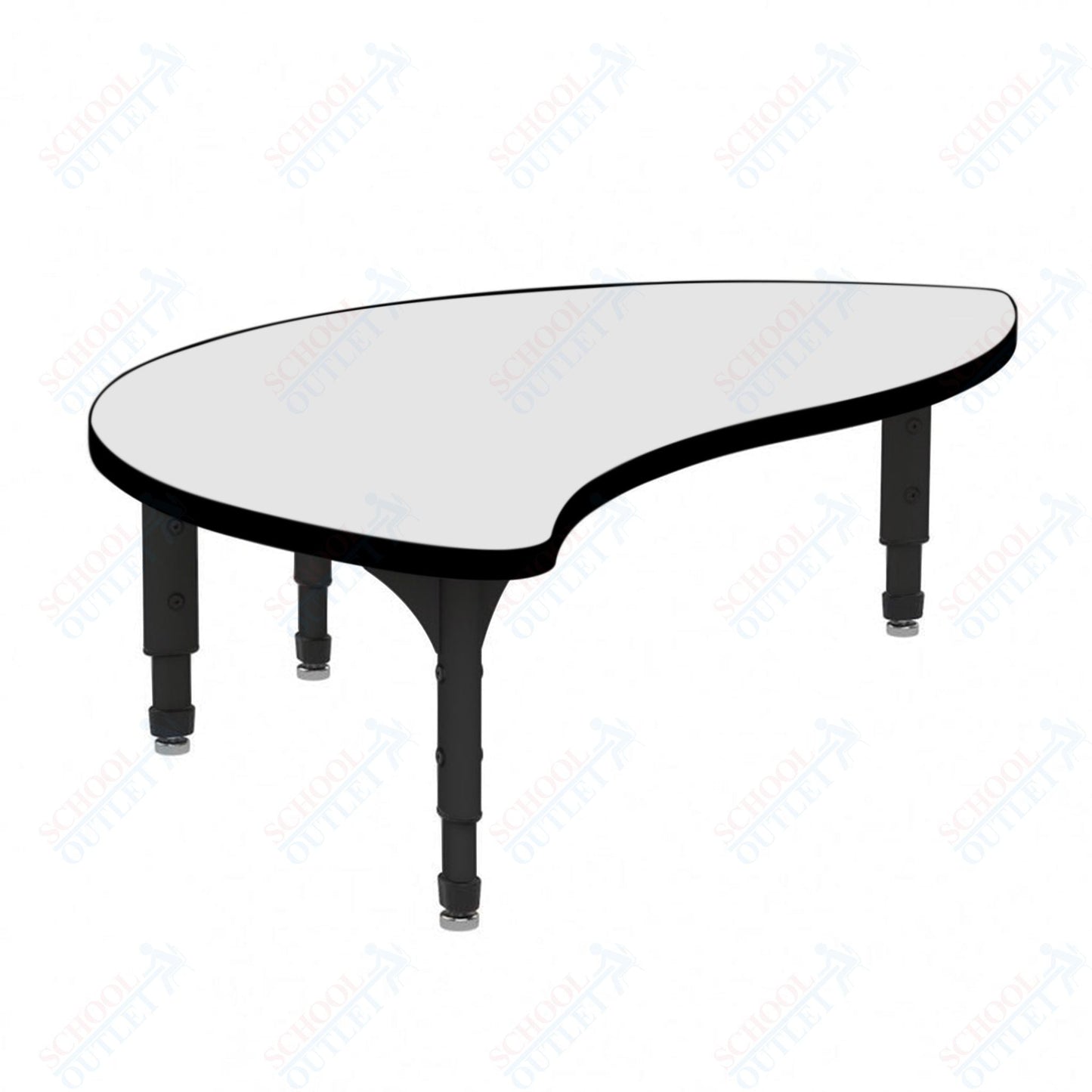 Marco Wave Half Round Floor Table w/ Dry Erase Top 30" x 54" Adj Height 12" - 15" (38 - 2252 - DC) - SchoolOutlet