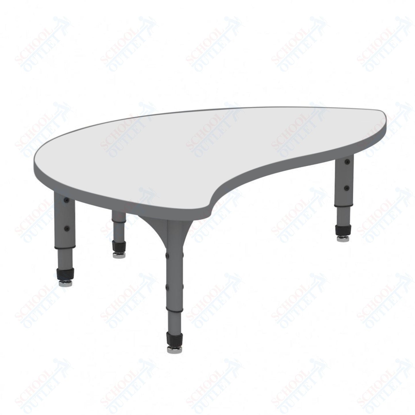 Marco Wave Half Round Floor Table w/ Dry Erase Top 30" x 54" Adj Height 12" - 15" (38 - 2252 - DC) - SchoolOutlet