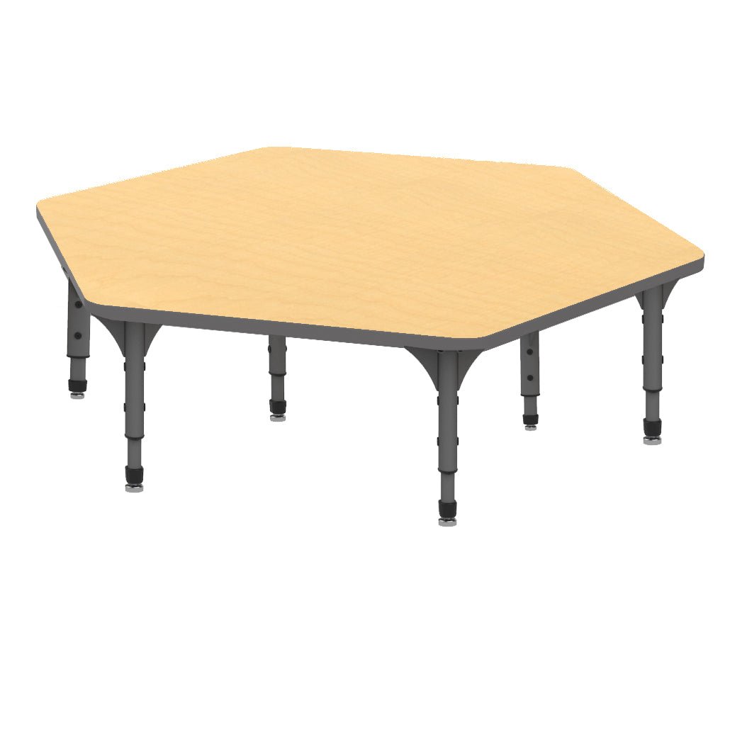 Marco Hexagon Floor Table 54.5" x 48" Adjustable Height 12" - 15" (38 - 2254 - MC) - SchoolOutlet
