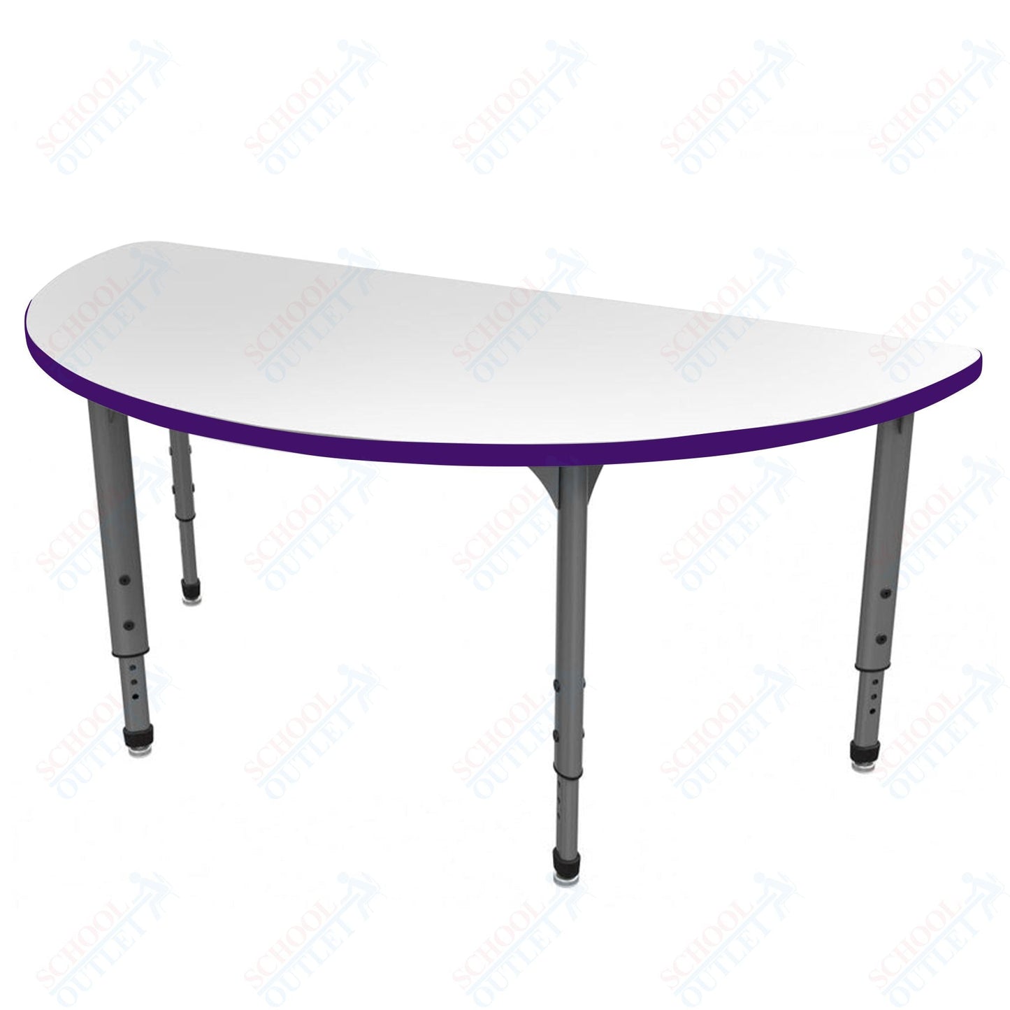 Marco Apex Series 60" Half Round School Activity Table w/ Dry Erase Top Adj Height 21" - 30" (38 - 2278 - DA) - SchoolOutlet