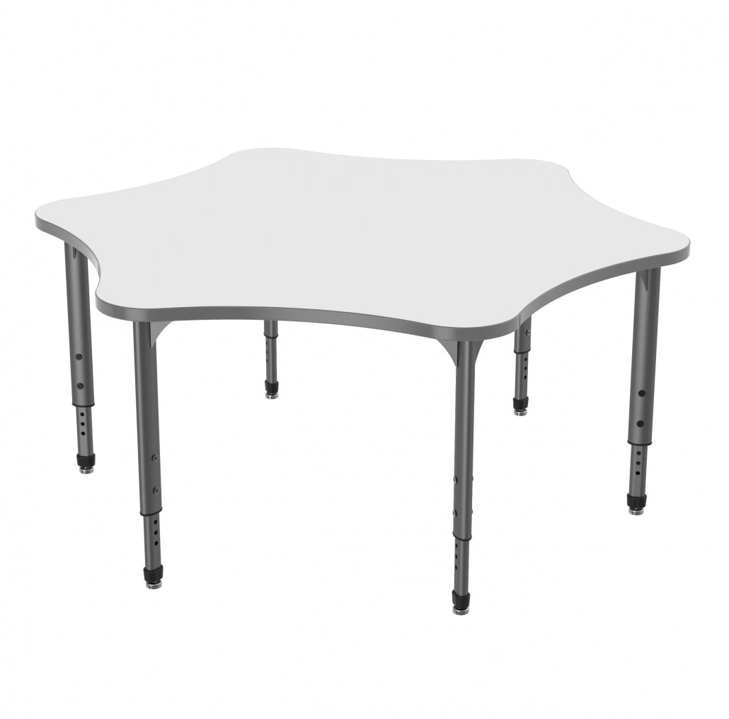 Marco Apex Series 60" 6 - Star Preschool Activity Table w/ Dry Erase HPL Top Adj Height 17" - 24" (38 - 2282 - DB) - SchoolOutlet