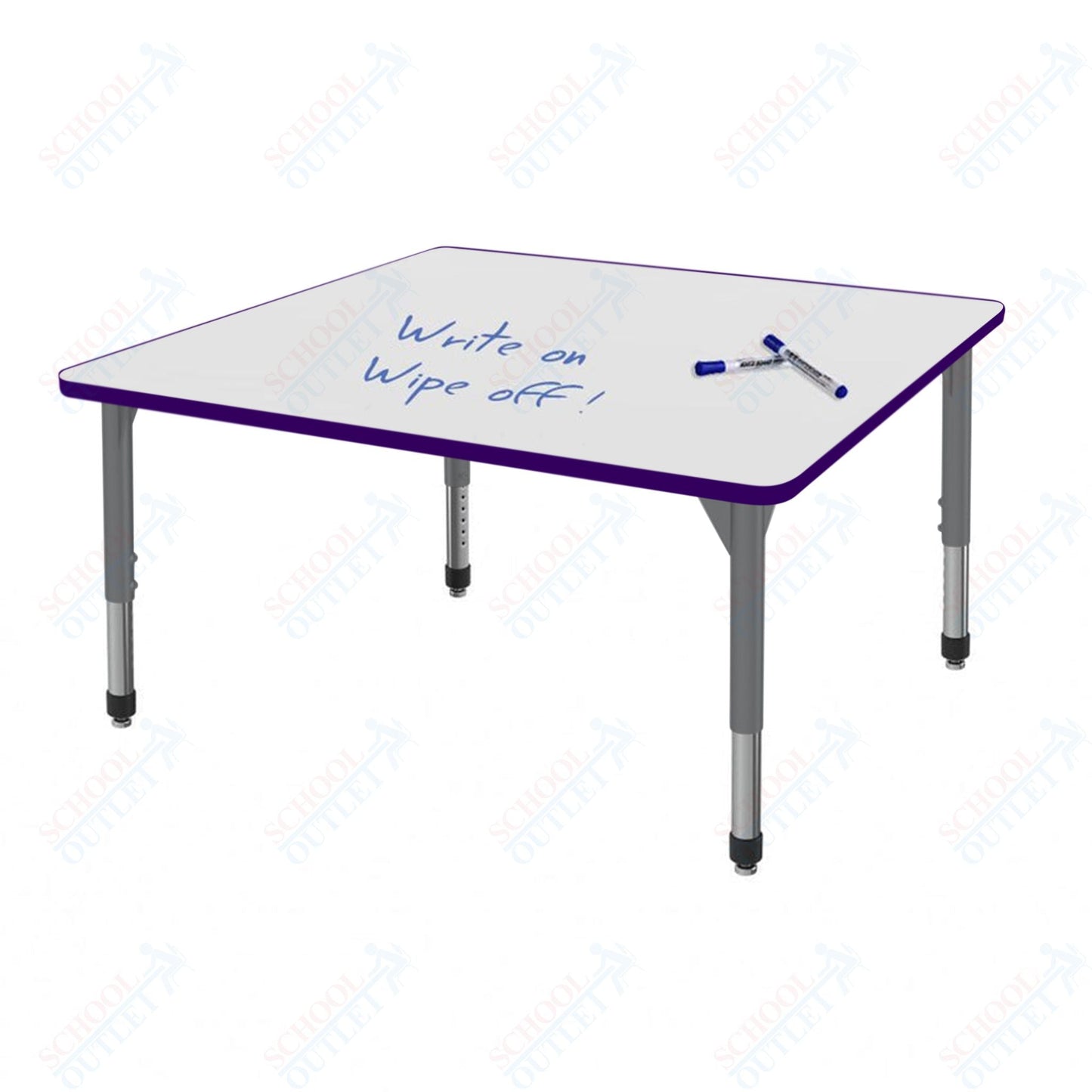 Marco Premier Series 36" Square Activity Table w/ Dry Erase Top Adj Height 21" - 31" (43 - 2212 - DB) - SchoolOutlet