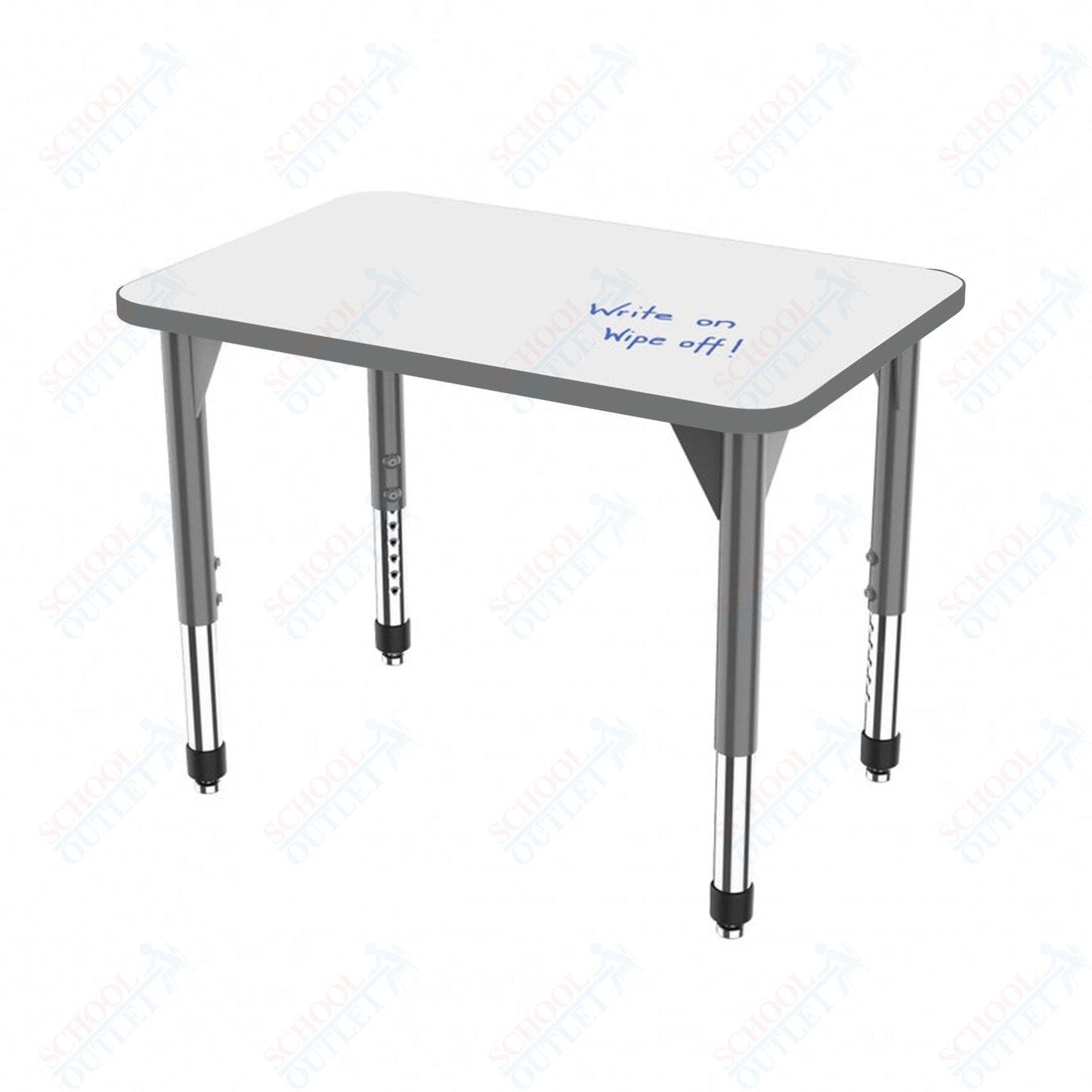 Marco Premier Series Rectangle Collaborative Desk w/ Dry Erase HPL Top 20" x 36" Adjustable Height 21" - 31" (43 - 2220 - DB) - SchoolOutlet