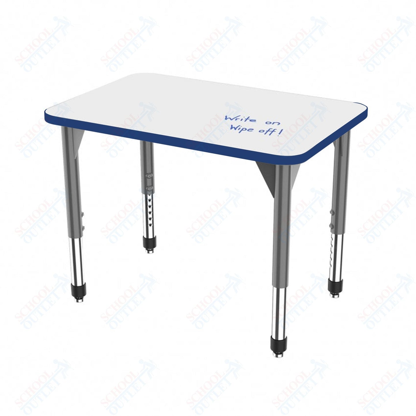 Marco Premier Series Rectangle Collaborative Desk w/ Dry Erase HPL Top 20" x 36" Adjustable Height 21" - 31" (43 - 2220 - DB) - SchoolOutlet