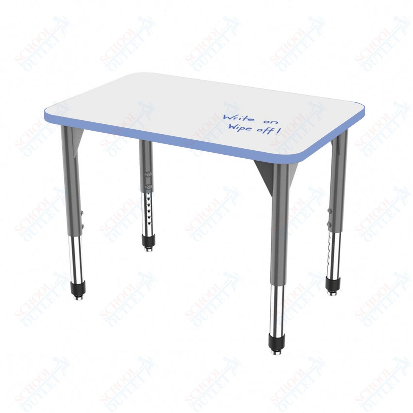 Marco Premier Series Rectangle Collaborative Desk w/ Dry Erase HPL Top 20" x 30" Adjustable Height 21" - 31" (43 - 2223 - DB) - SchoolOutlet