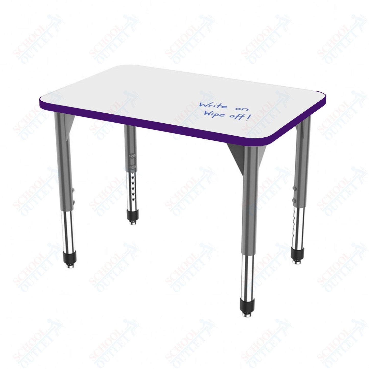 Marco Premier Series Rectangle Collaborative Desk w/ Dry Erase HPL Top 20" x 30" Adjustable Height 21" - 31" (43 - 2223 - DB) - SchoolOutlet