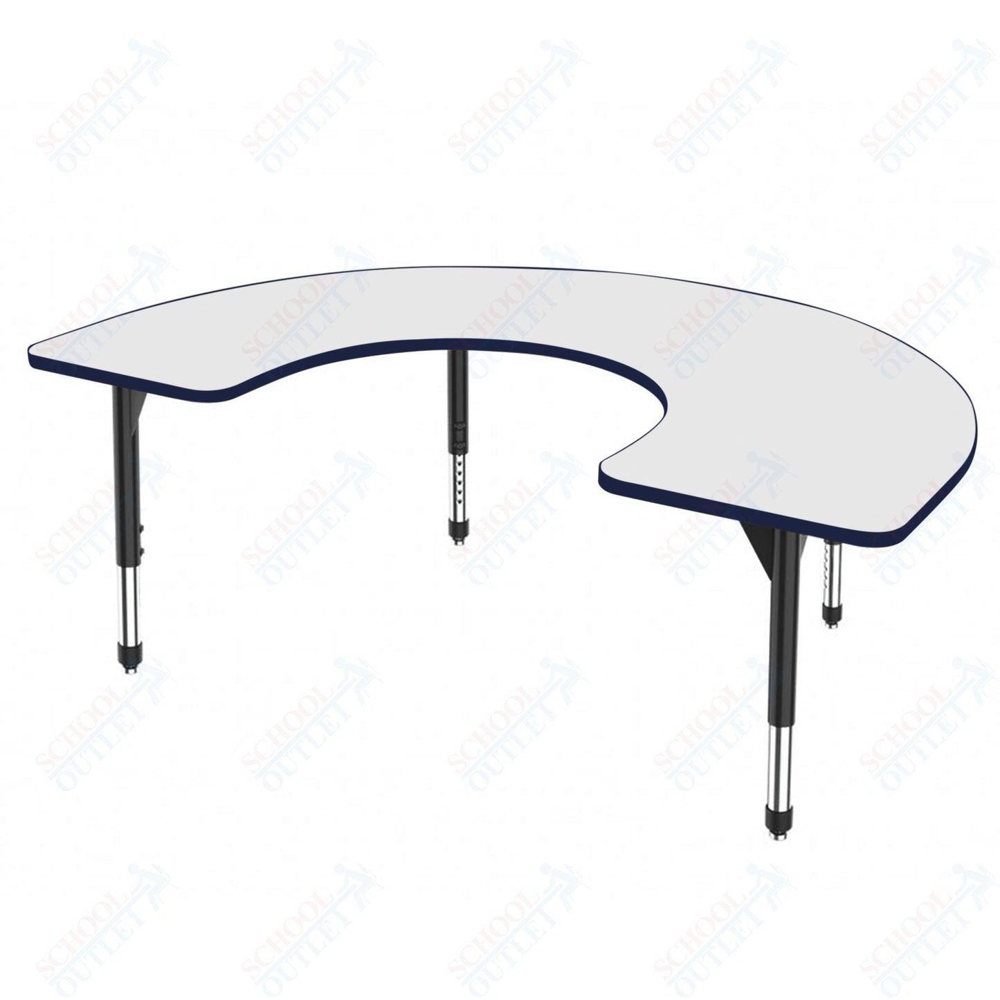 Marco Premier Series Horseshoe Stand - Up Table w/ Dry Erase Top 48" x 72" Adj Height 32" - 42" (43 - 2227 - DA) - SchoolOutlet
