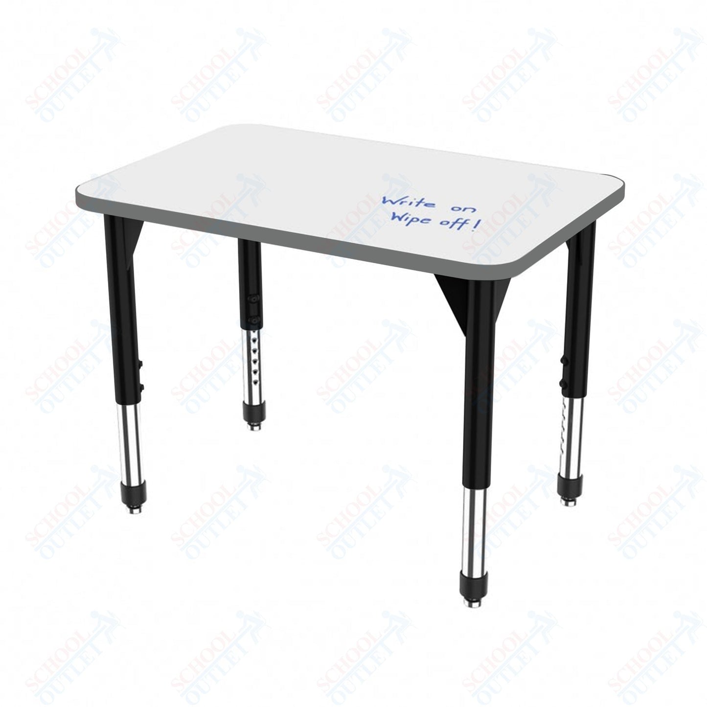 Marco Premier Series Rectangle Collaborative Desk w/ Dry Erase HPL Top 24" x 30" Adjustable Height 21" - 31" (43 - 2229 - DB) - SchoolOutlet