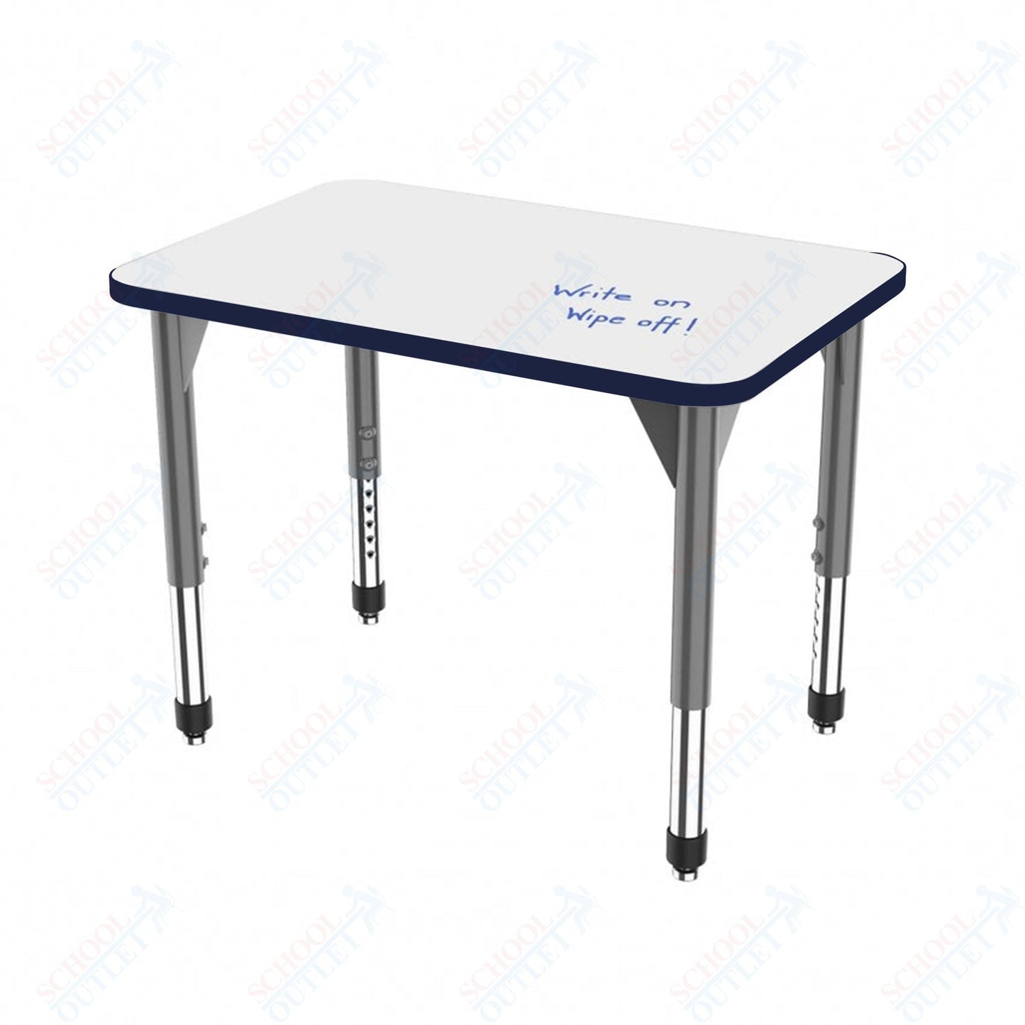 Marco Premier Series Rectangle Collaborative Desk w/ Dry Erase HPL Top 24" x 30" Adjustable Height 21" - 31" (43 - 2229 - DB) - SchoolOutlet