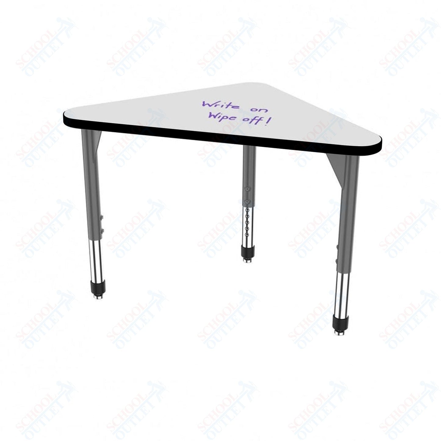 Marco Premier Series Triangle Collaborative Desk w/ Dry Erase HPL Top 23" x 40" Adjustable Height 21" - 31" (43 - 2272 - DB) - SchoolOutlet