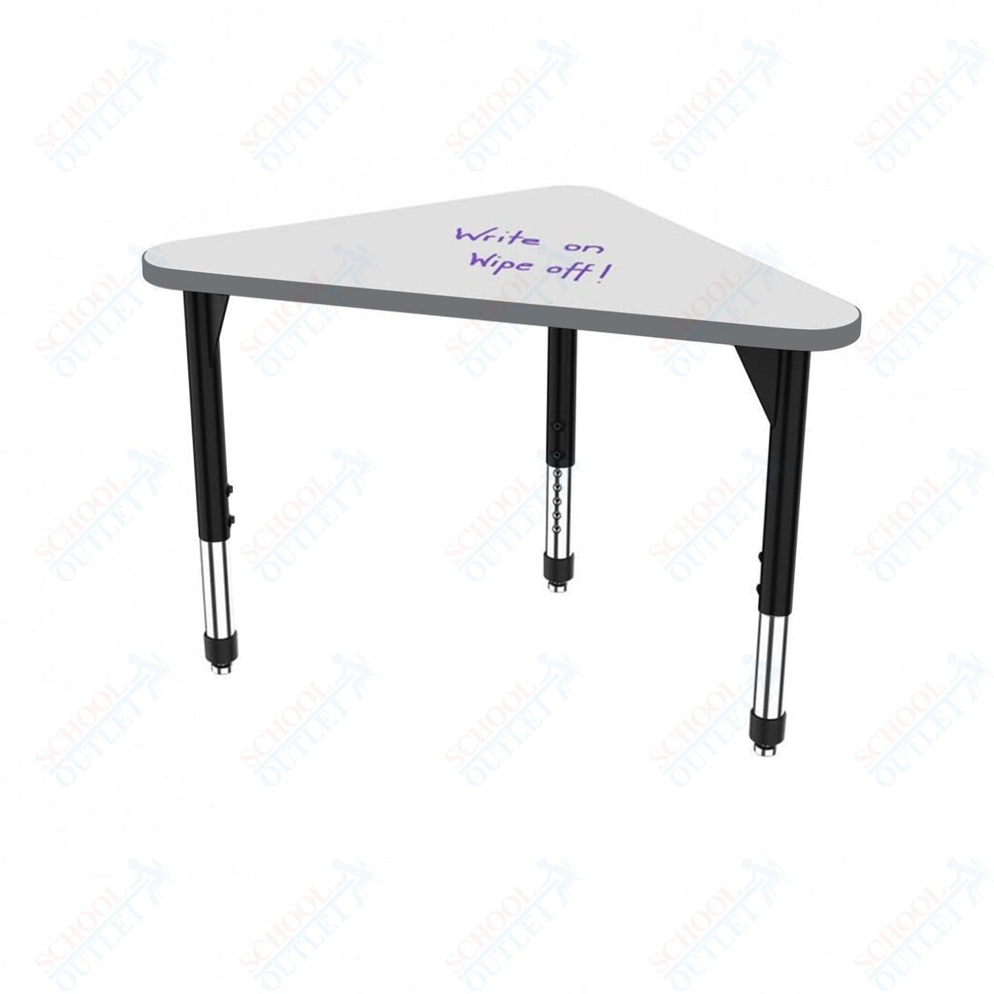 Marco Premier Series Triangle Collaborative Desk w/ Dry Erase HPL Top 23" x 40" Adjustable Height 21" - 31" (43 - 2272 - DB) - SchoolOutlet