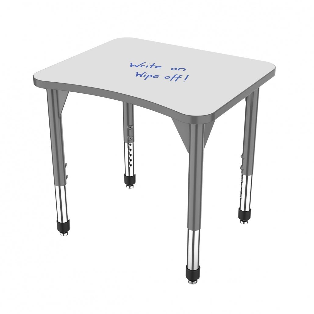 Marco Premier Series Curve Collaborative Desk w/ Dry Erase HPL Top 24" x 28" Adjustable Height 21" - 31" (43 - 2291 - DB) - SchoolOutlet