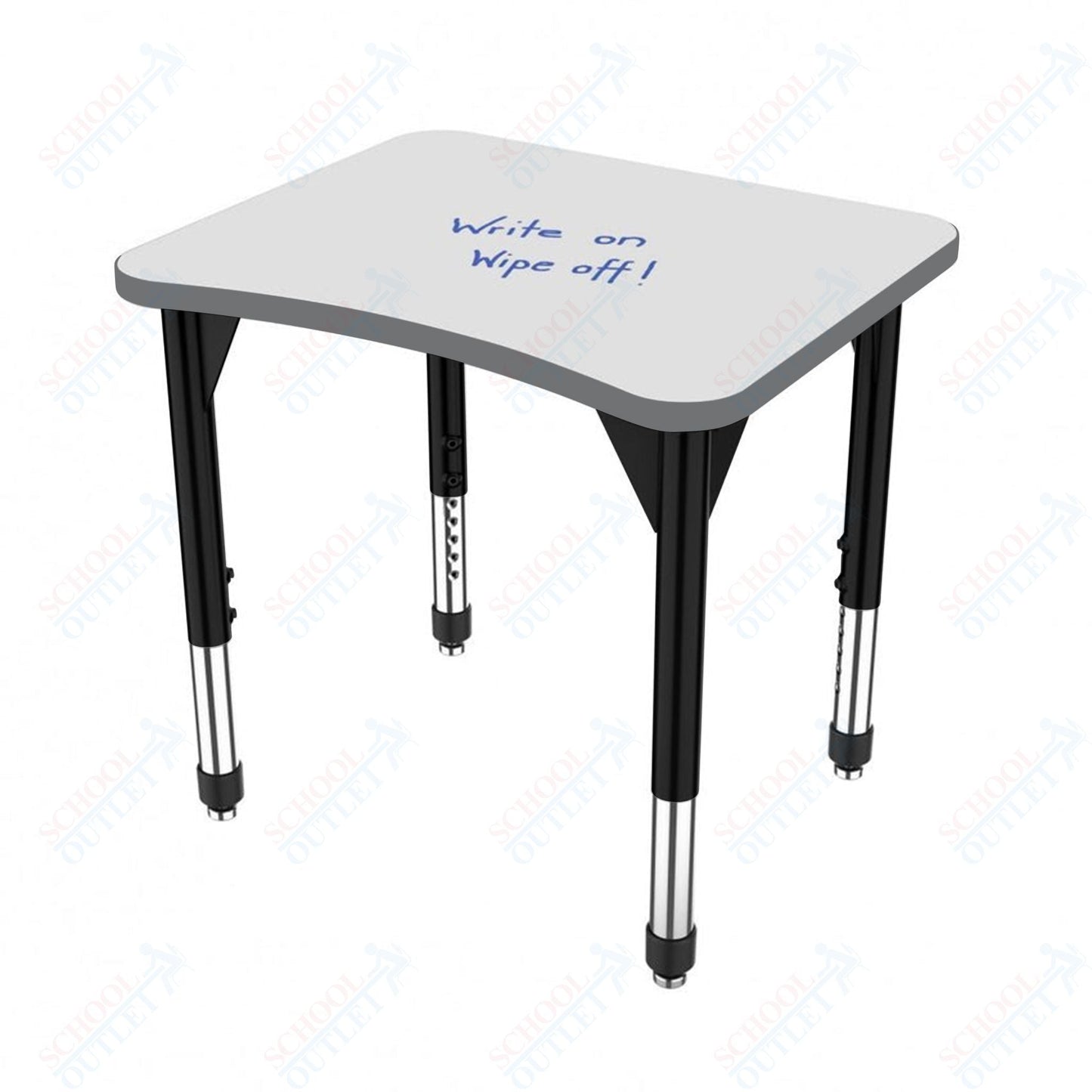 Marco Premier Series Curve Collaborative Desk w/ Dry Erase HPL Top 24" x 28" Adjustable Height 21" - 31" (43 - 2291 - DB) - SchoolOutlet