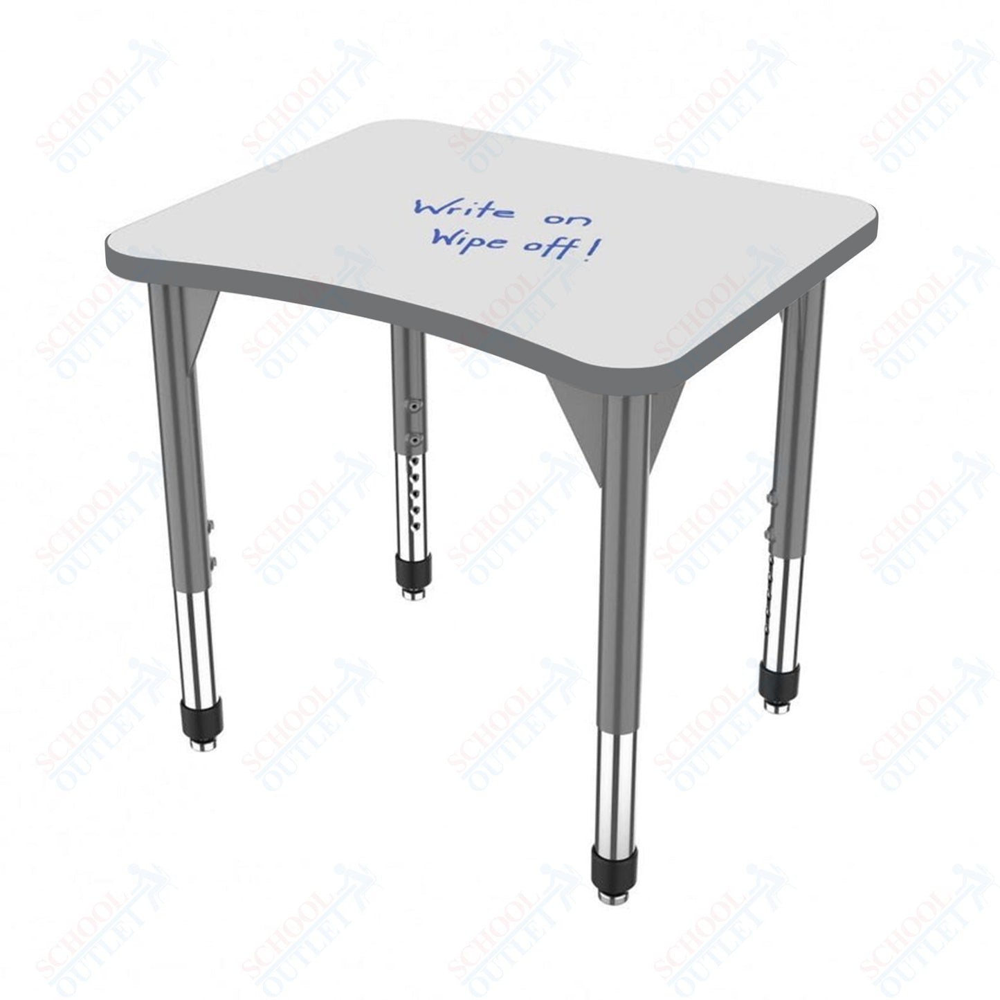 Marco Premier Series Curve Collaborative Desk w/ Dry Erase HPL Top 24" x 28" Adjustable Height 21" - 31" (43 - 2291 - DB) - SchoolOutlet