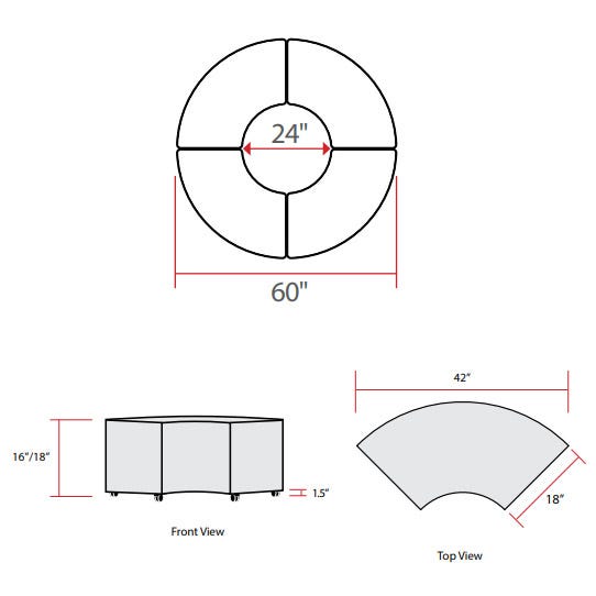 Marco Sonik Soft Seating 24 Degree Curved Bench 18" Seat Height (LF1241 - G1) - SchoolOutlet