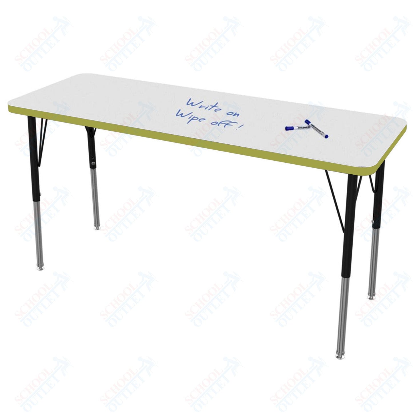 Marco MG2200 Series Rectangle Preschool Table w/ Dry Erase Top 20" x 54" Adj Height 16" - 24" (MG2221 - DA) - SchoolOutlet