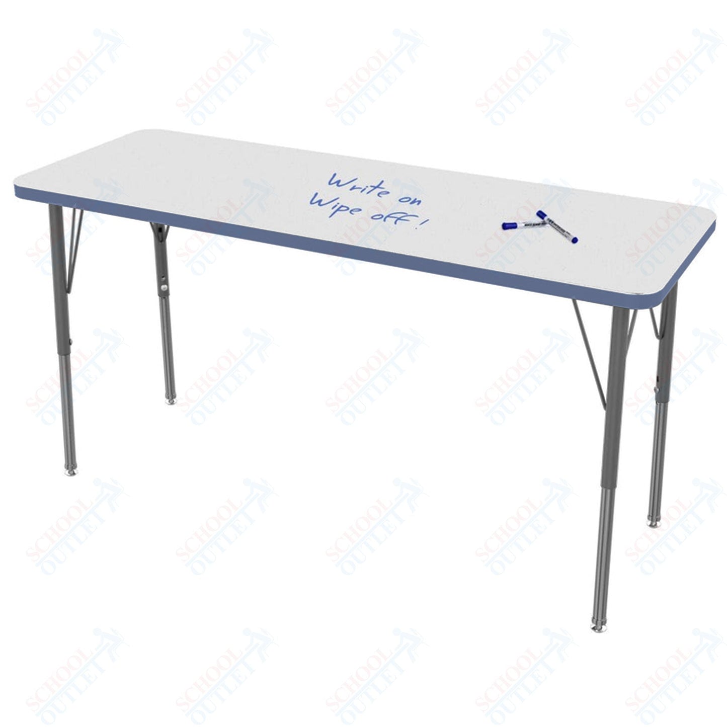 Marco MG2200 Series Rectangle Preschool Table w/ Dry Erase Top 20" x 54" Adj Height 16" - 24" (MG2221 - DA) - SchoolOutlet