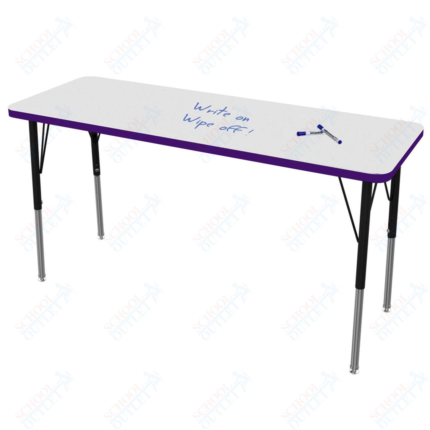 Marco MG2200 Series Rectangle Preschool Table w/ Dry Erase Top 20" x 54" Adj Height 16" - 24" (MG2221 - DA) - SchoolOutlet