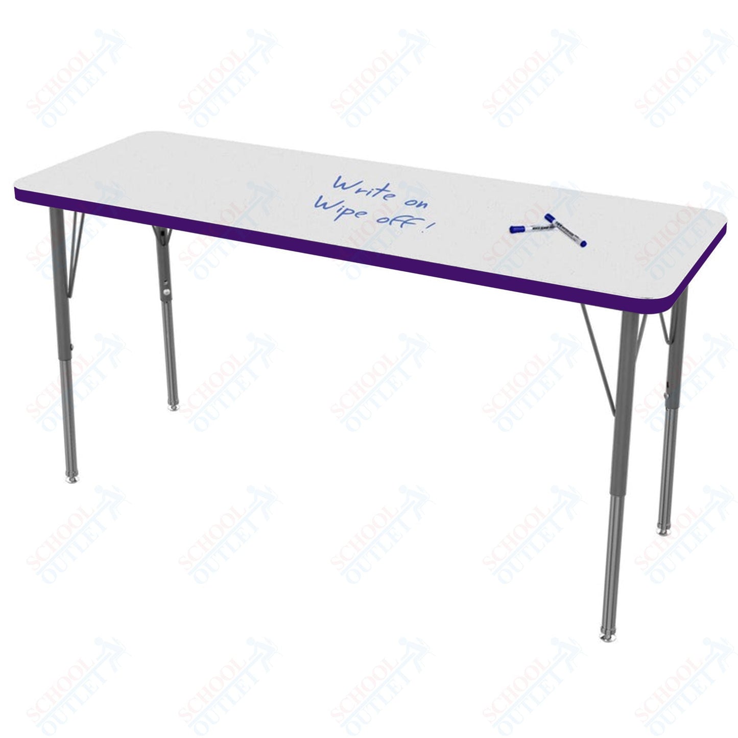 Marco MG2200 Series Rectangle Preschool Table w/ Dry Erase Top 20" x 54" Adj Height 16" - 24" (MG2221 - DA) - SchoolOutlet