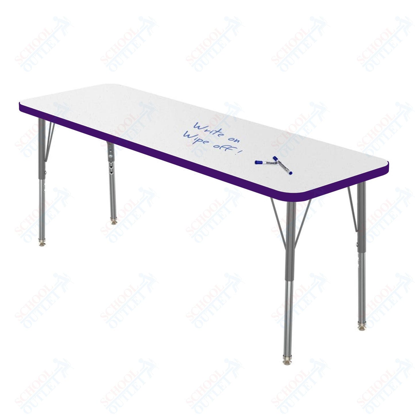 Marco MG2200 Series Rectangle Preschool Table w/ Dry Erase Top 20" x 60" Adj Height 16" - 24" (MG2222 - DA) - SchoolOutlet