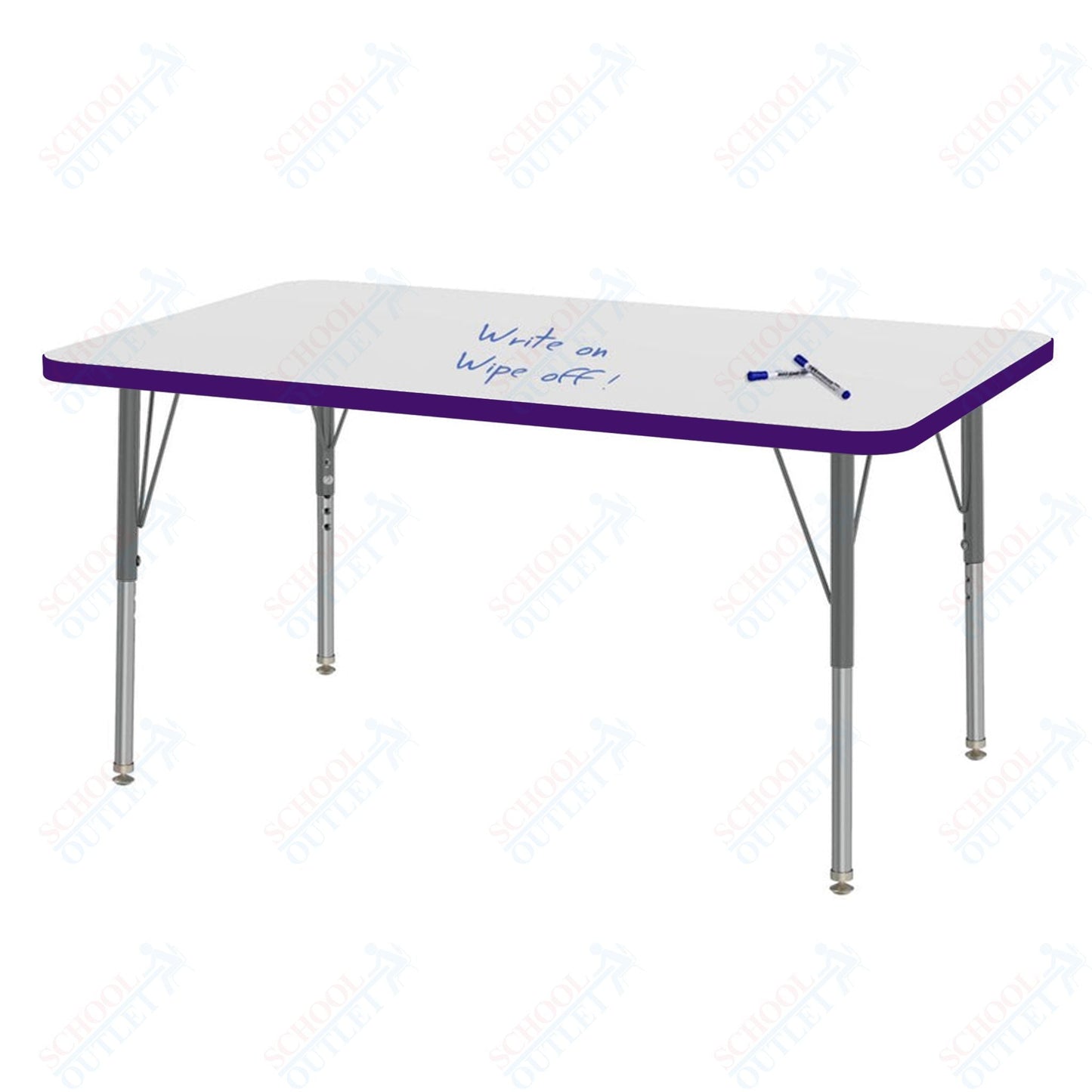Marco MG2200 Series Rectangle Preschool Table w/ Dry Erase Top 24" x 48" Adj Height 16" - 24" (MG2226 - DA) - SchoolOutlet