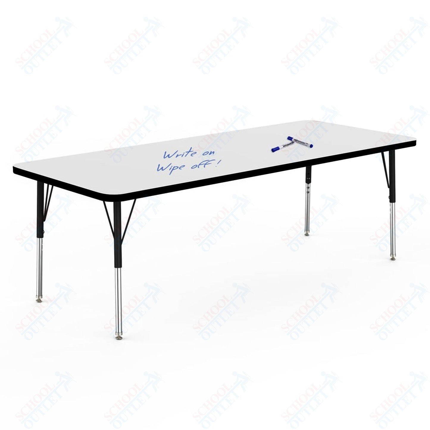 Marco MG2200 Series Rectangle Preschool Table w/ Dry Erase Top 30" x 72" Adj Height 16" - 24" (MG2238 - DA) - SchoolOutlet