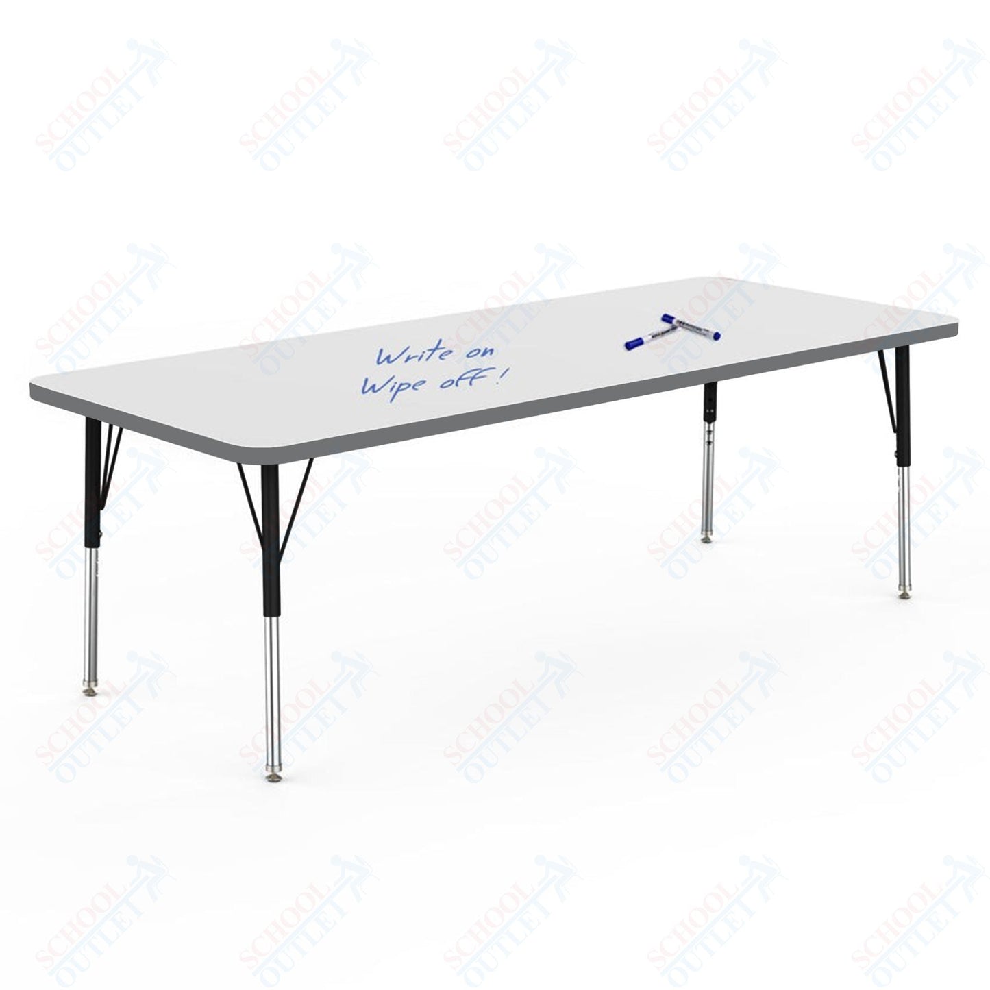 Marco MG2200 Series Rectangle Preschool Table w/ Dry Erase Top 30" x 72" Adj Height 16" - 24" (MG2238 - DA) - SchoolOutlet