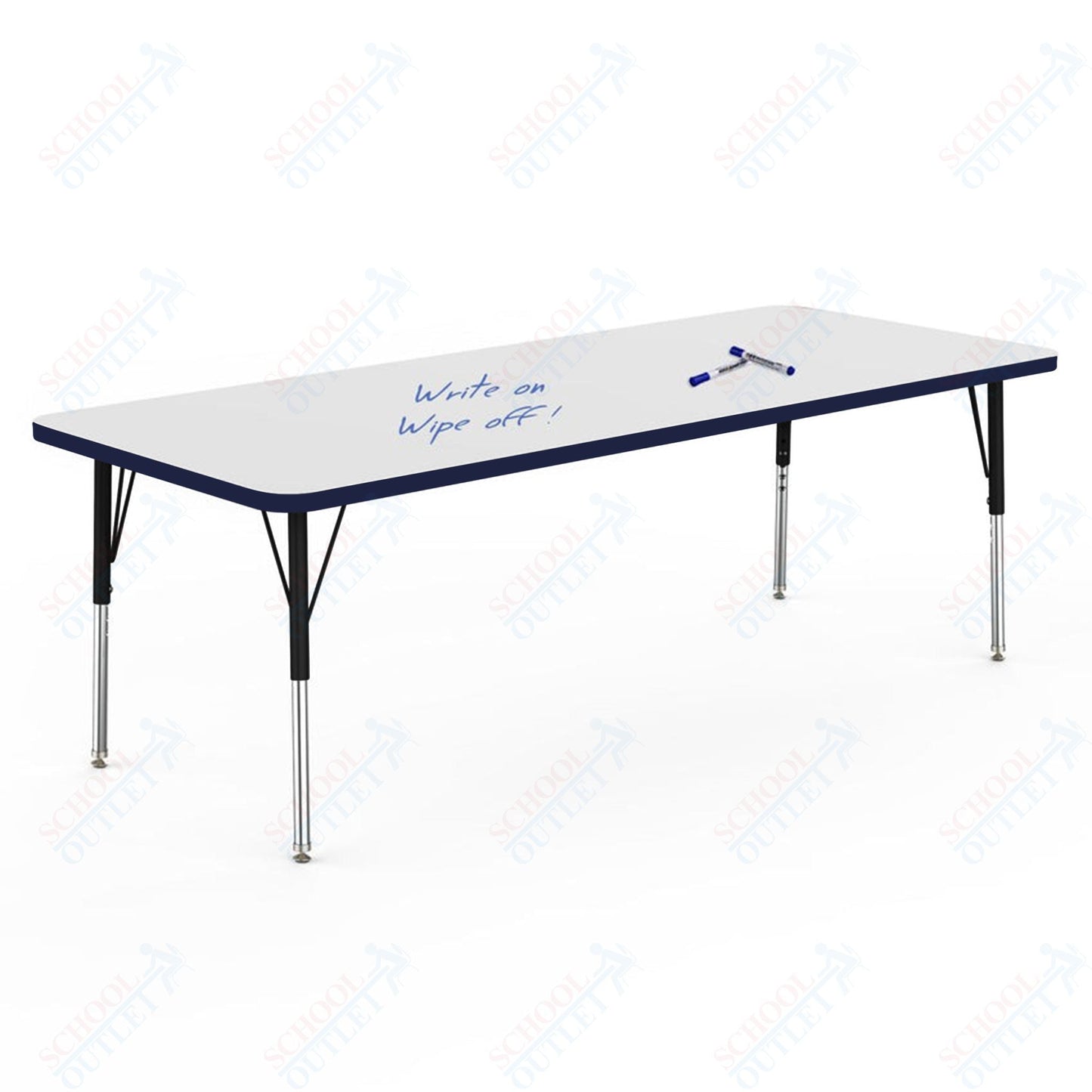 Marco MG2200 Series Rectangle Preschool Table w/ Dry Erase Top 30" x 72" Adj Height 16" - 24" (MG2238 - DA) - SchoolOutlet