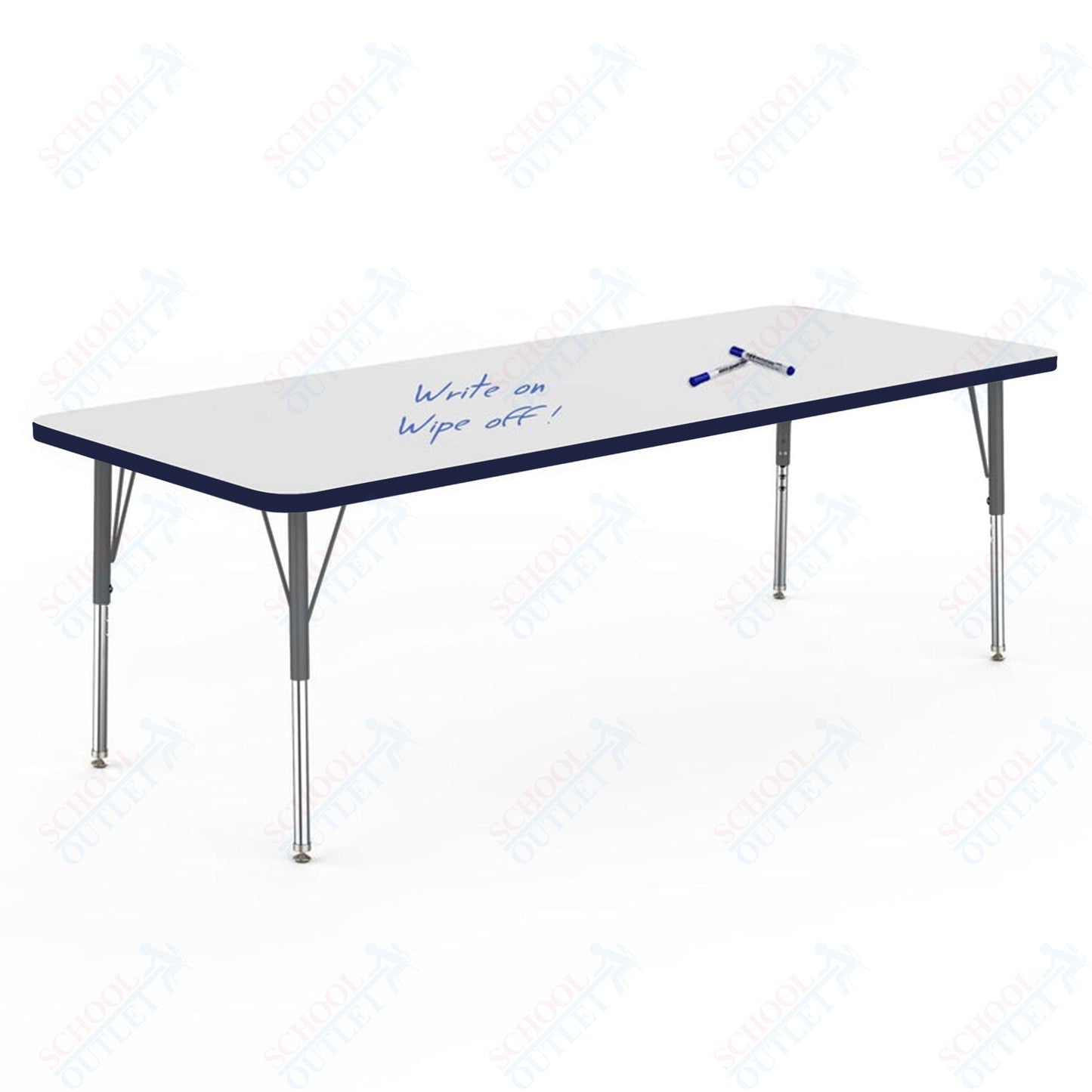 Marco MG2200 Series Rectangle Preschool Table w/ Dry Erase Top 30" x 72" Adj Height 16" - 24" (MG2238 - DA) - SchoolOutlet