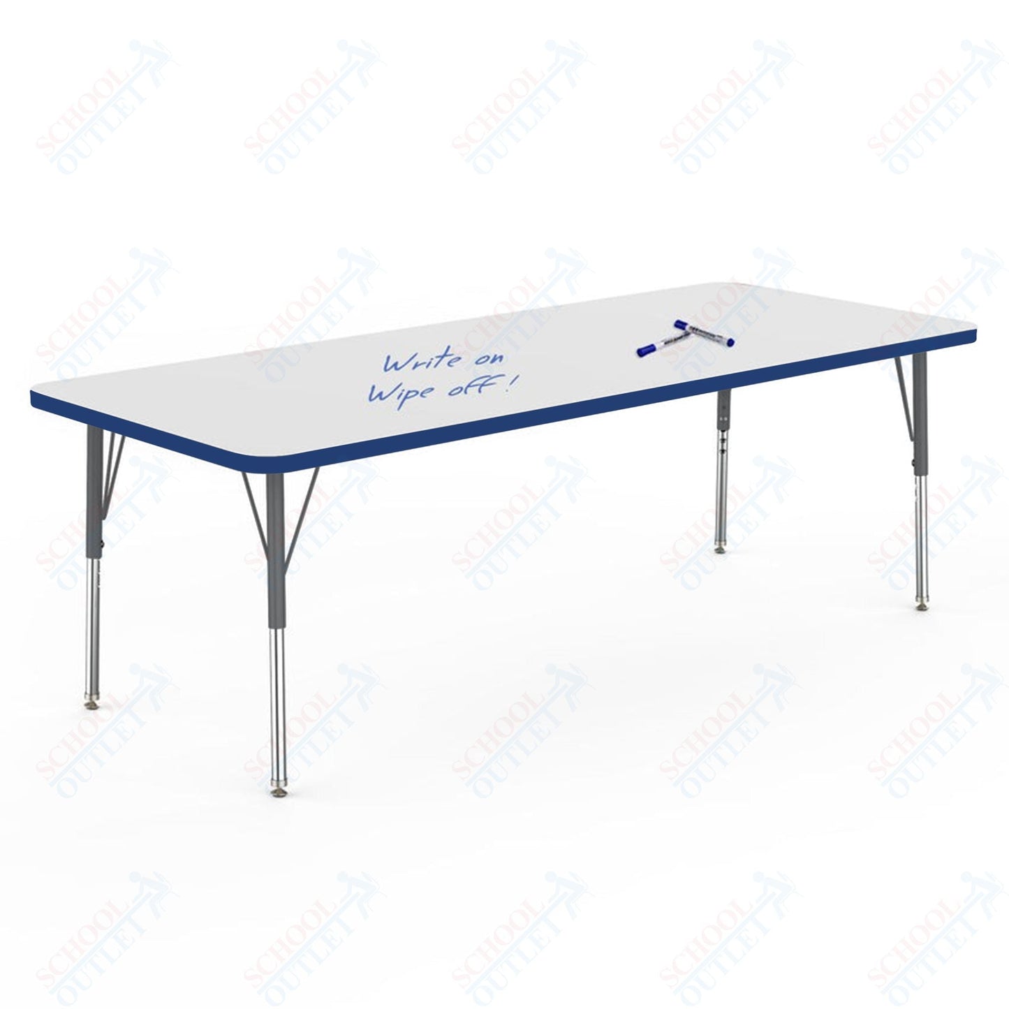 Marco MG2200 Series Rectangle Preschool Table w/ Dry Erase Top 30" x 72" Adj Height 16" - 24" (MG2238 - DA) - SchoolOutlet