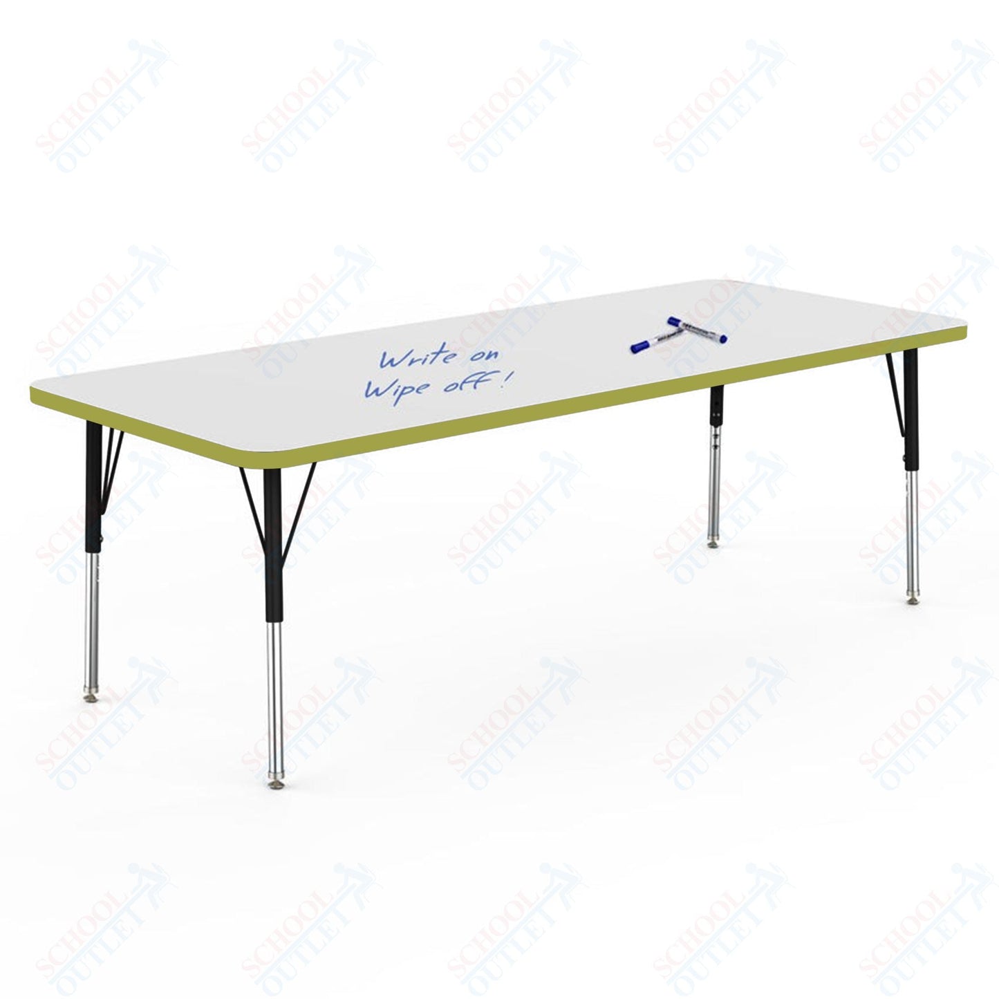 Marco MG2200 Series Rectangle Preschool Table w/ Dry Erase Top 30" x 72" Adj Height 16" - 24" (MG2238 - DA) - SchoolOutlet