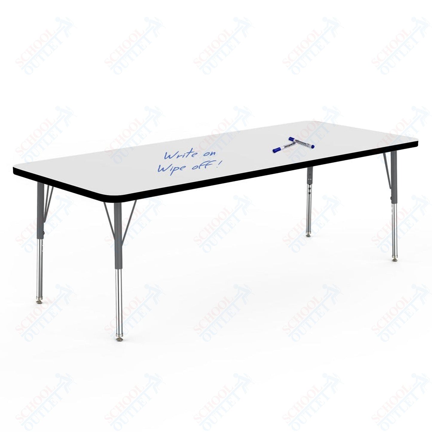 Marco MG2200 Series Rectangle Activity Table w/ Dry Erase Top 30" x 72" Adj Height 21" - 30" (MG2238 - DB) - SchoolOutlet